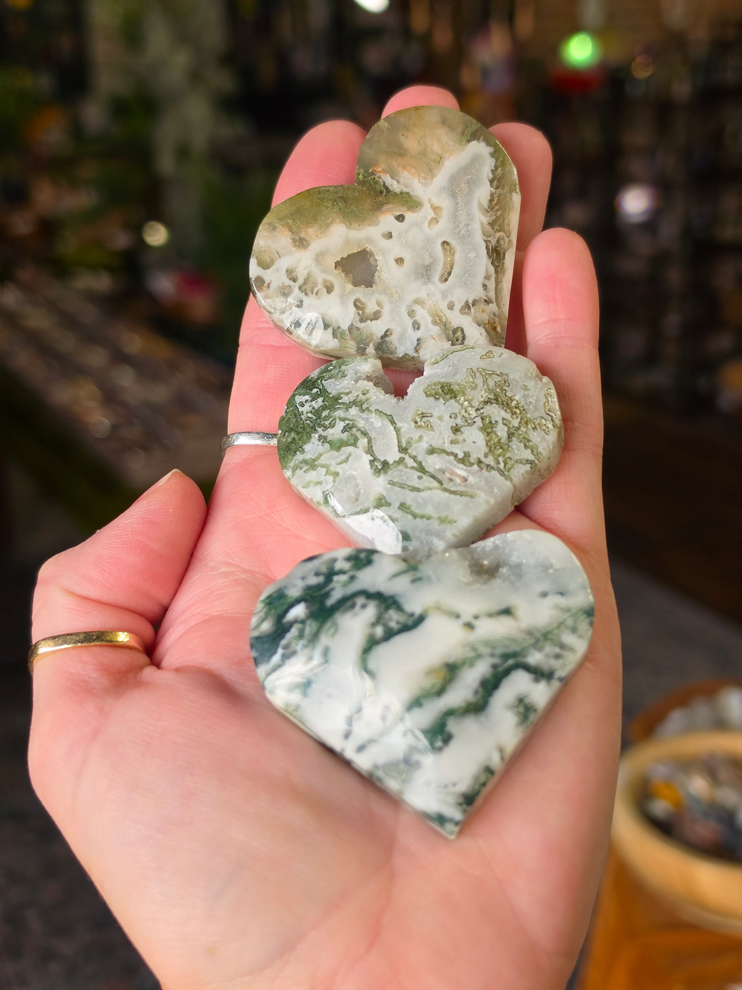 Moss Agate Druzy Heart