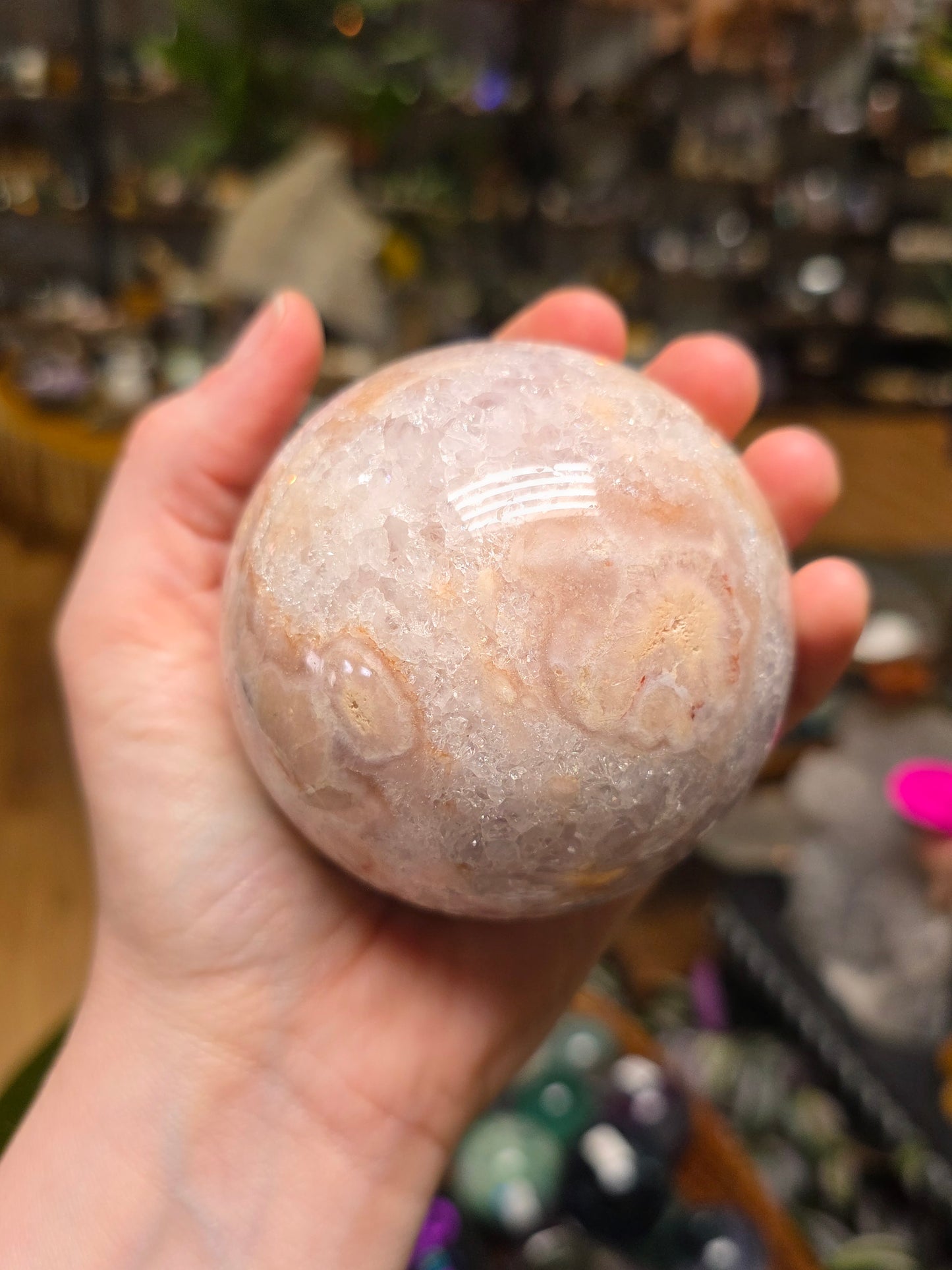 Pink Amethyst Flower Agate Sphere