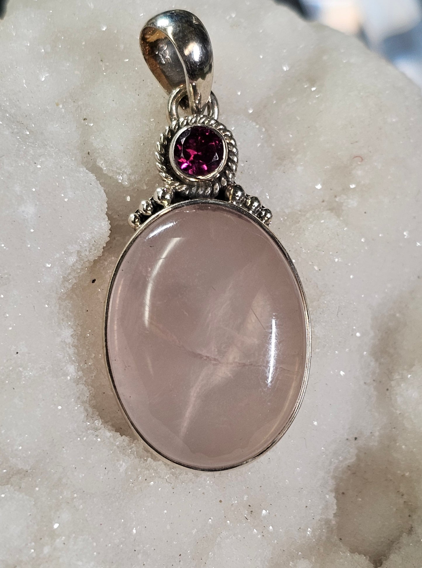 Rose Quartz & Garnet Pendant
