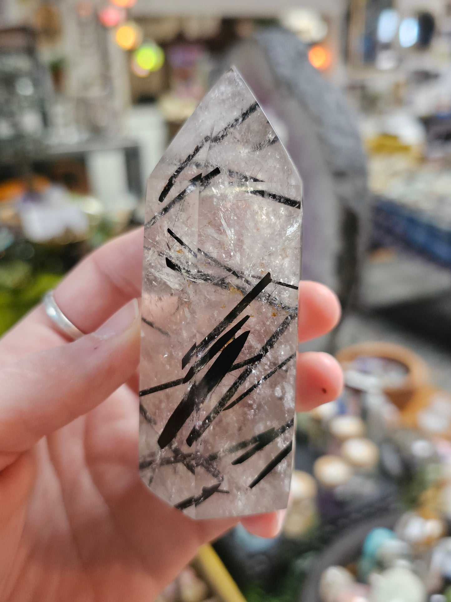 Black Tourmaline in Quartz Tower