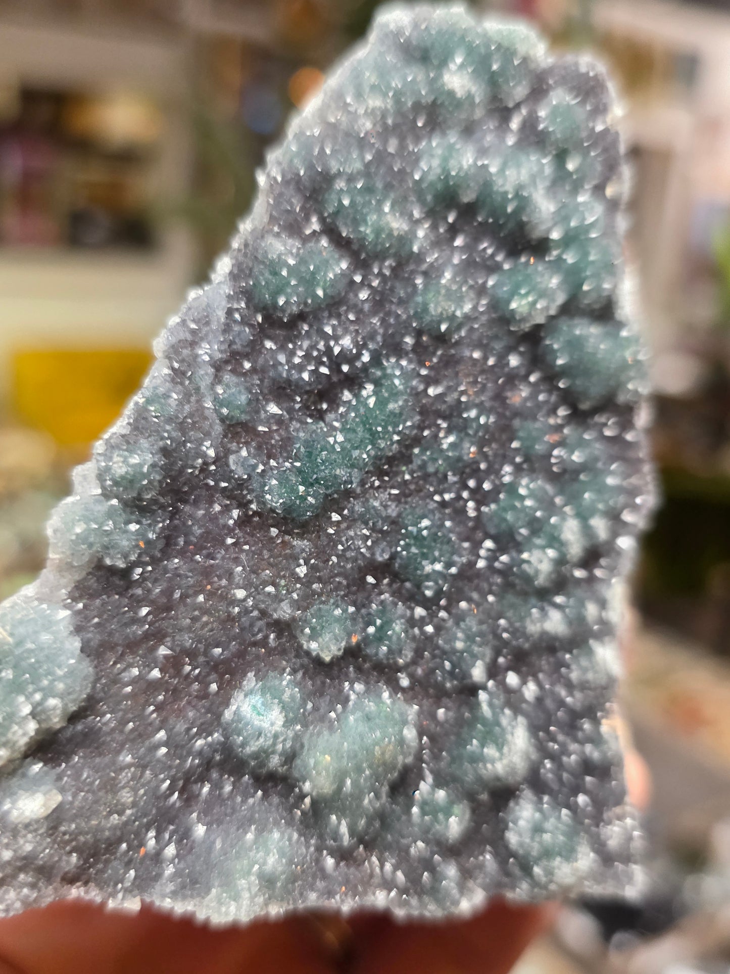 Druzy Quartz on Malachite