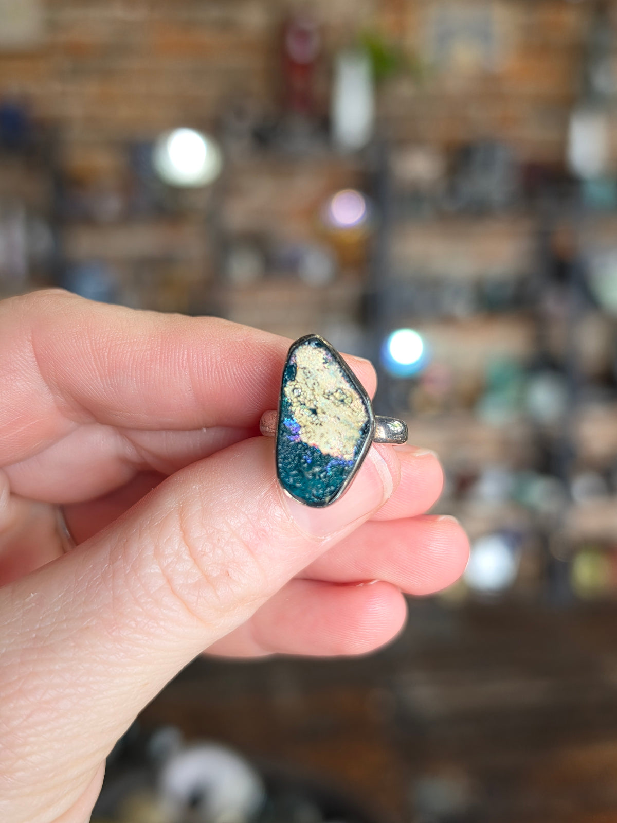 Patina Glass Ring Size 6