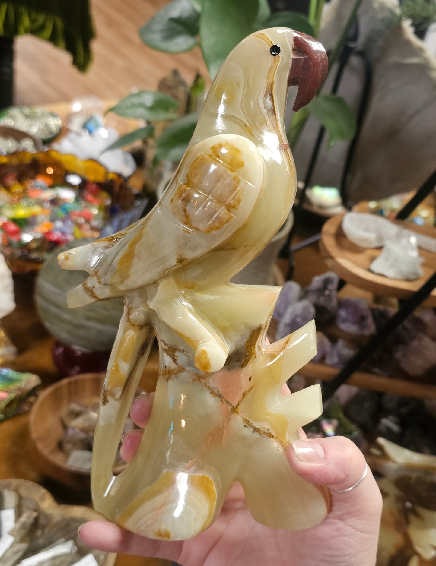 Afghan Jade Onyx Parrot Carving