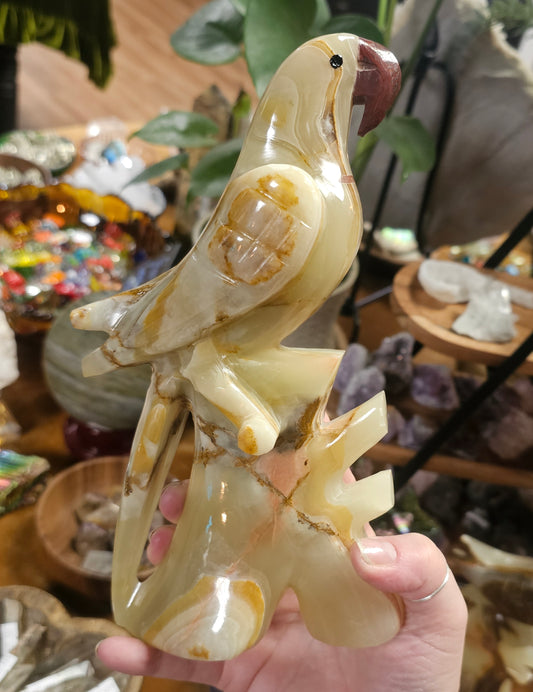 Afghan Jade Onyx Parrot Carving