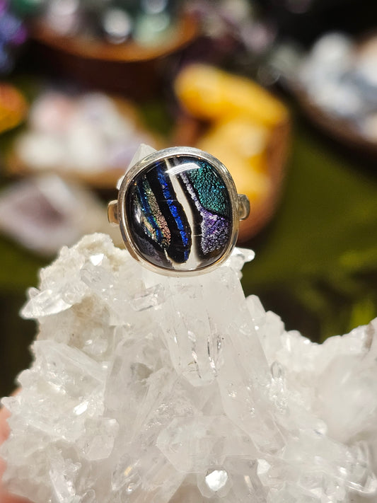 Size 8 Dichroic Glass ring