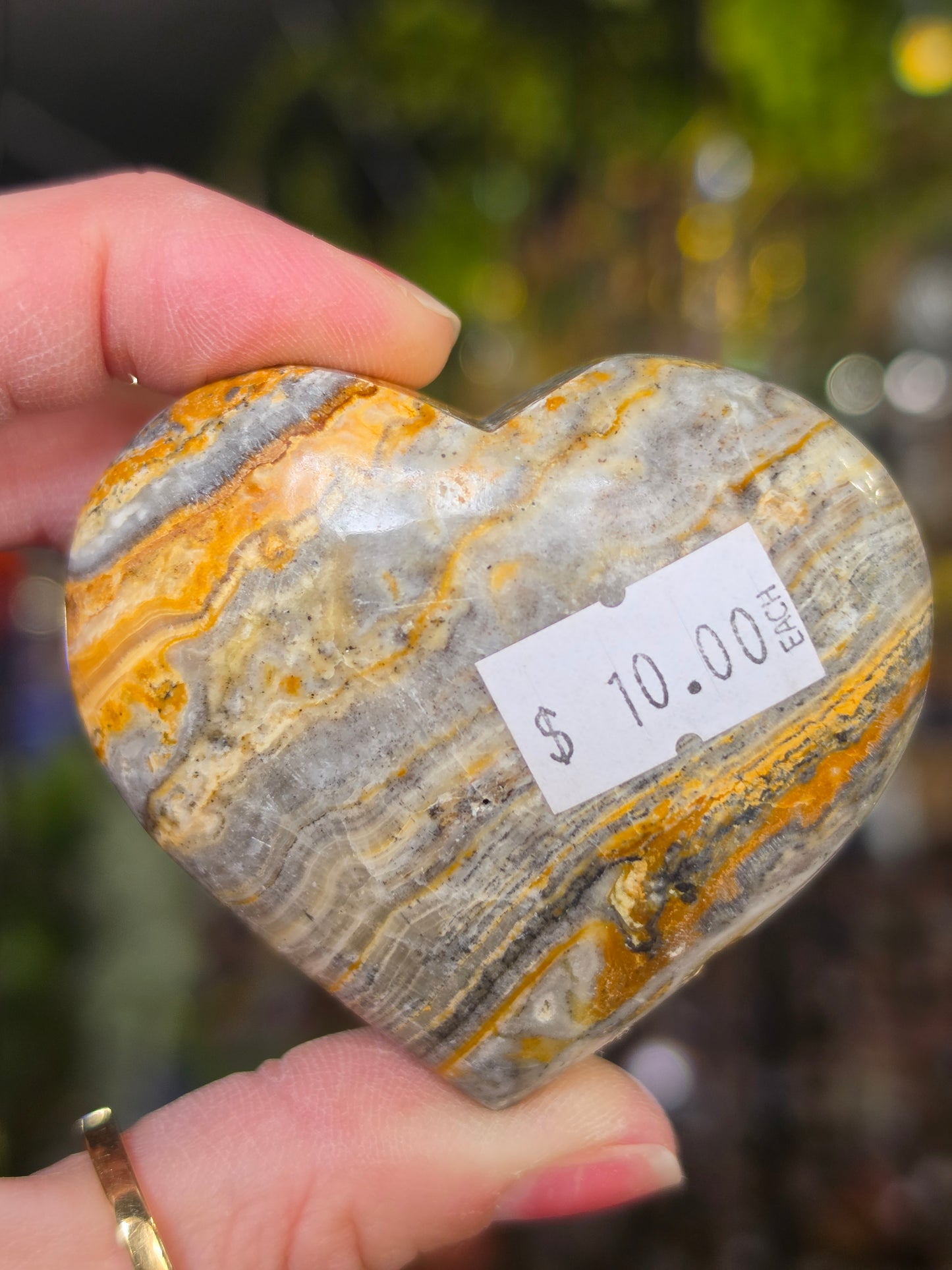 Bumble Bee Calcite Heart