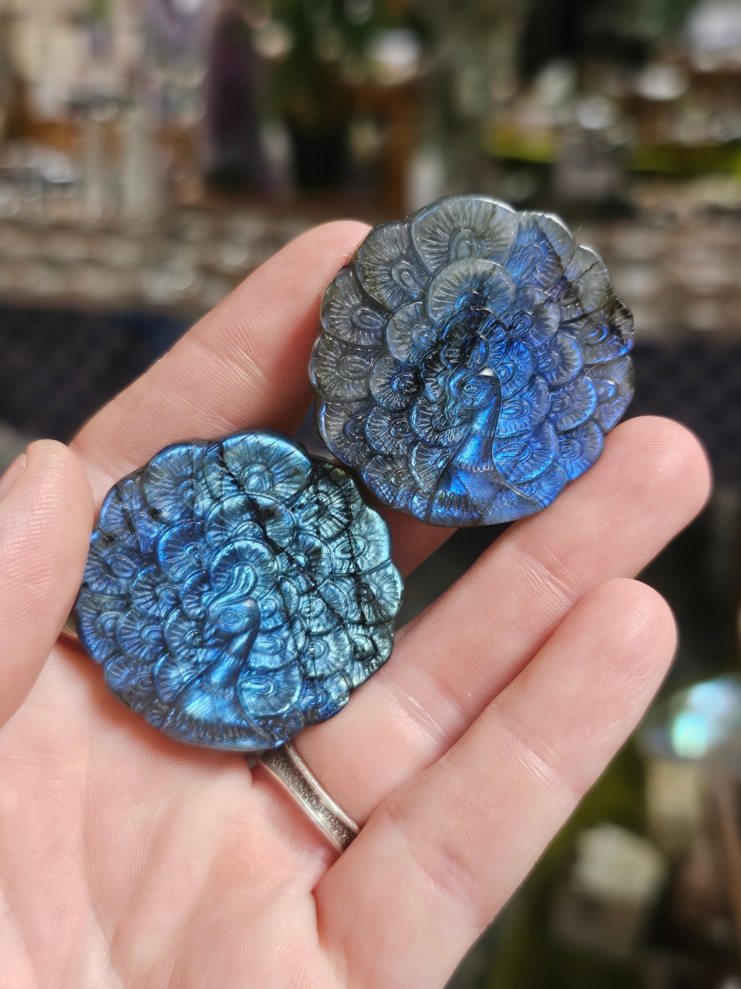 Labradorite Peacock Carving