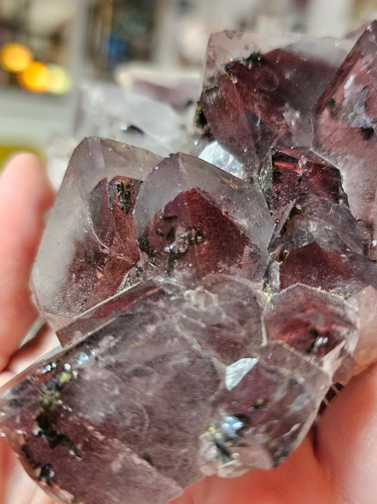 Epidote on Hematite Included Quartz