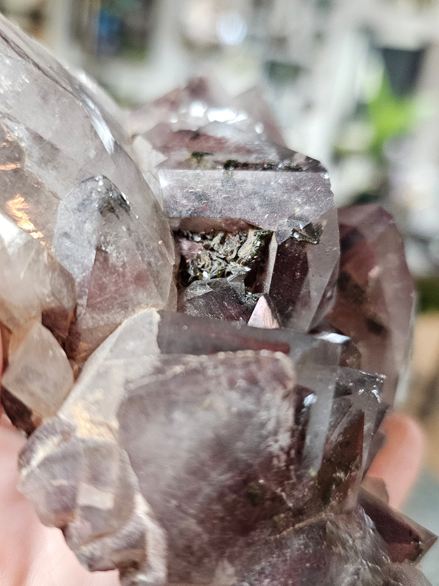 Epidote on Hematite Included Quartz