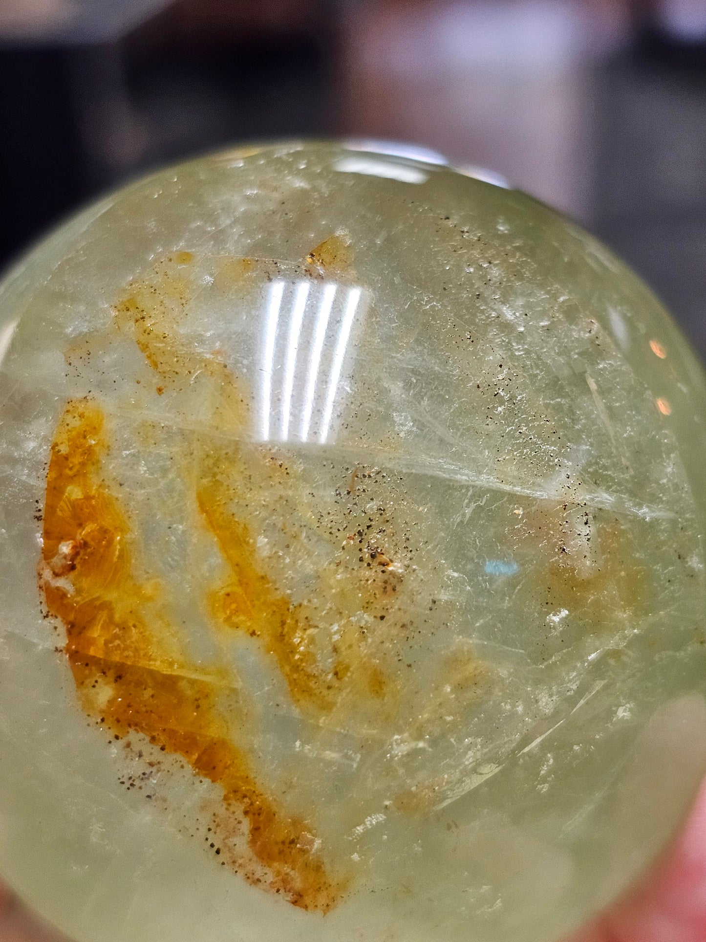 Iron Included Fluorite Sphere