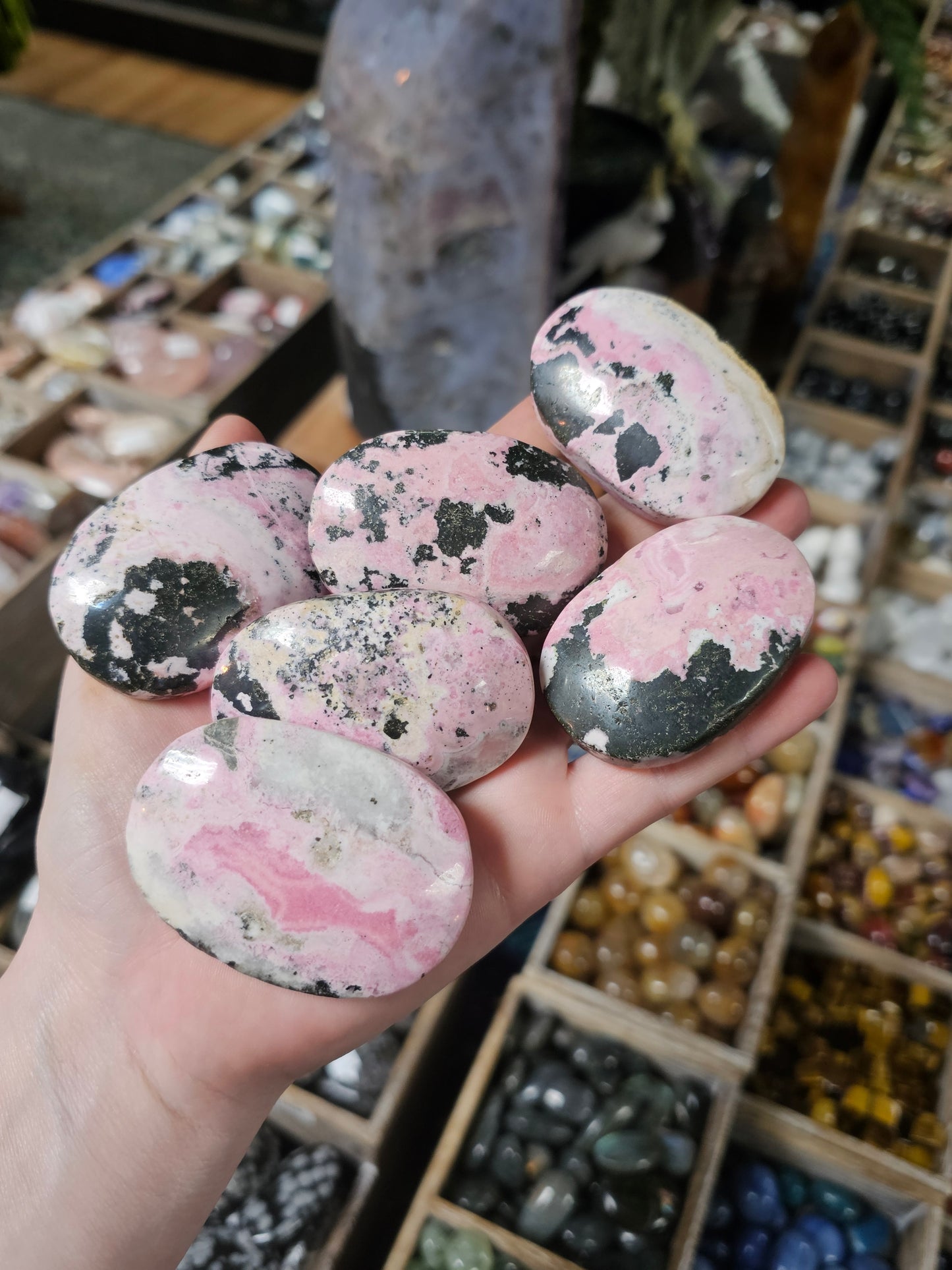 Peruvian Pink Rhodonite Palmstone