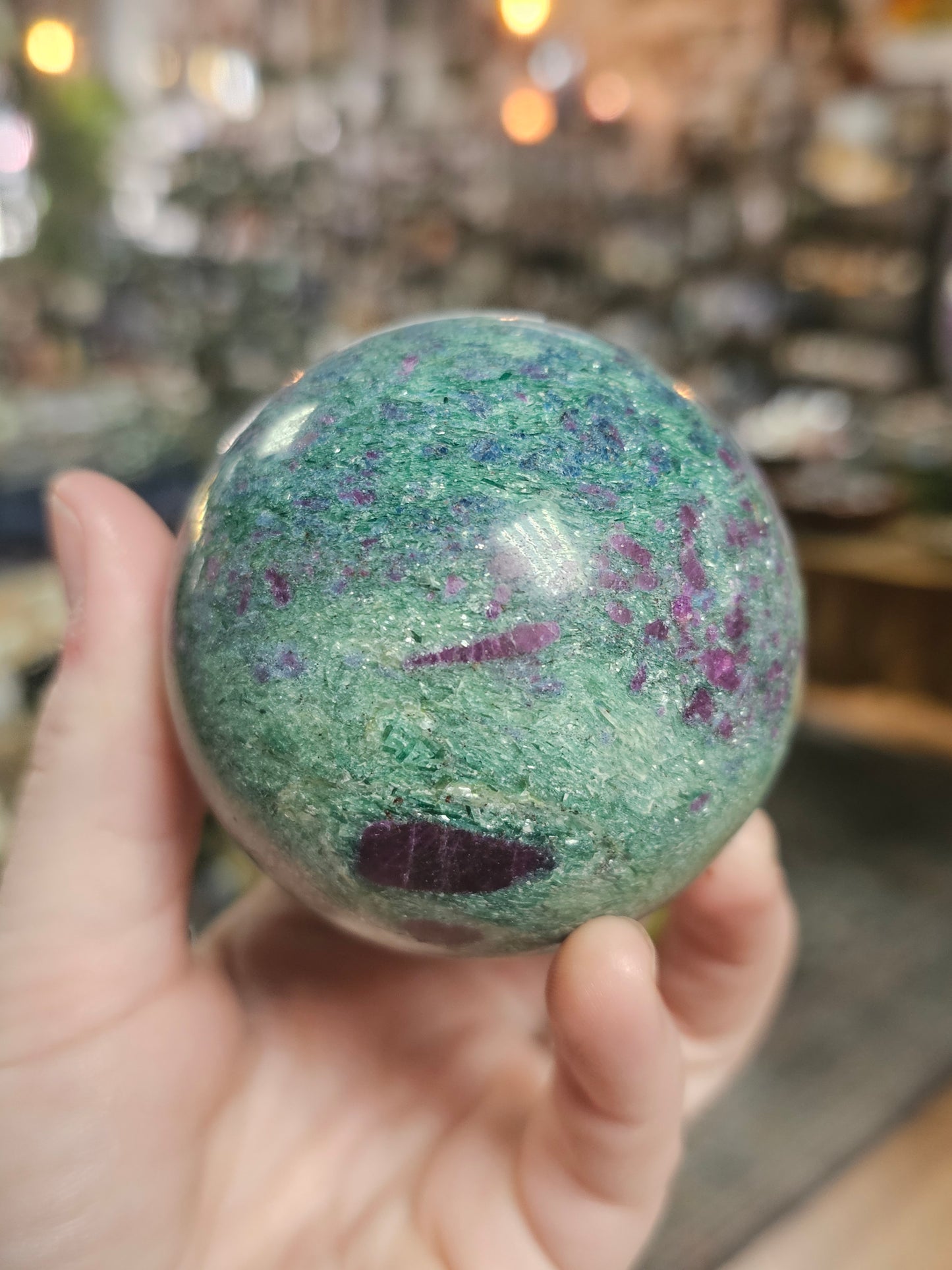 Ruby, Fuchsite, and Kyanite Sphere