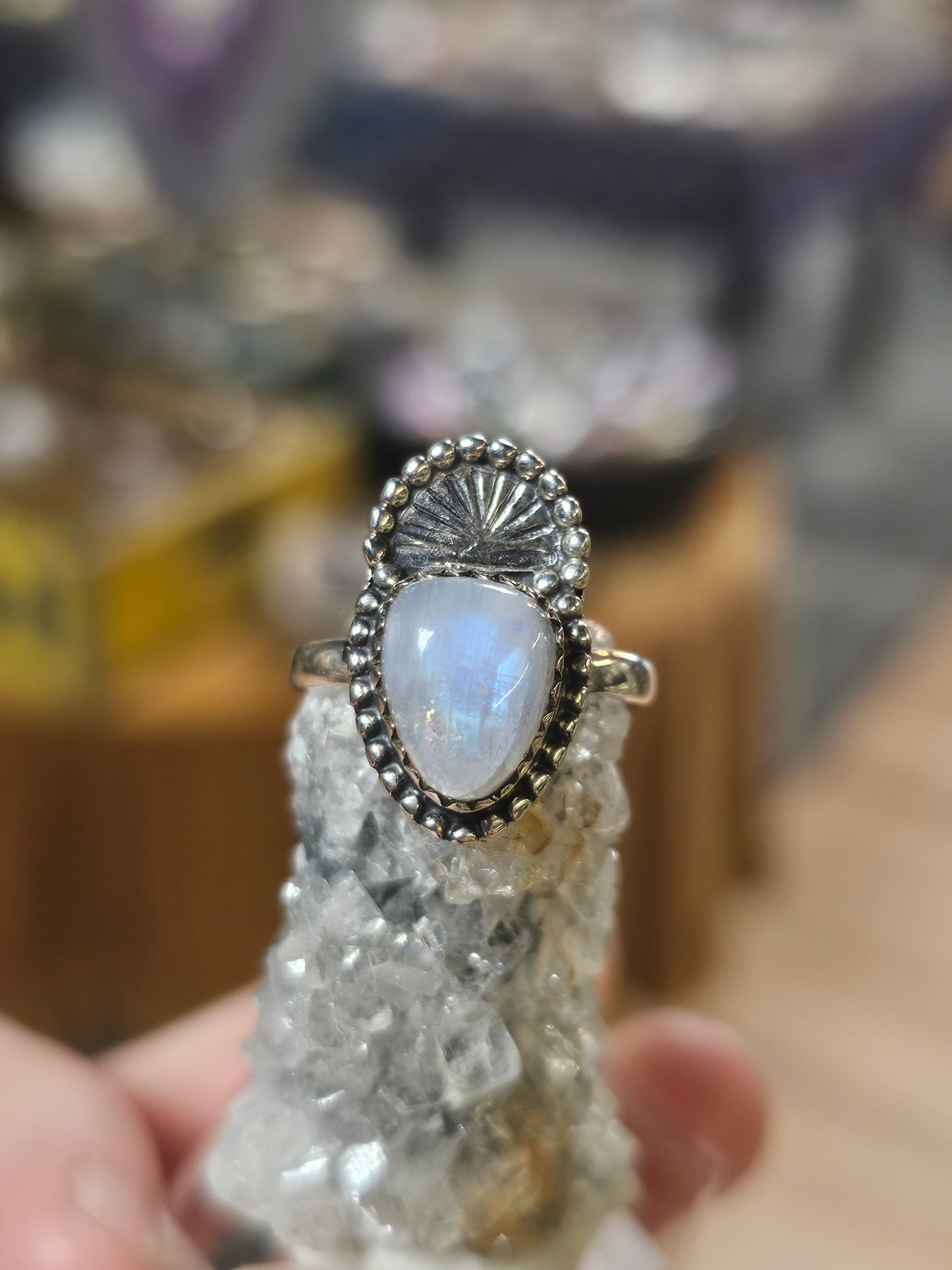 Size 7 Rainbow Moonstone Ring