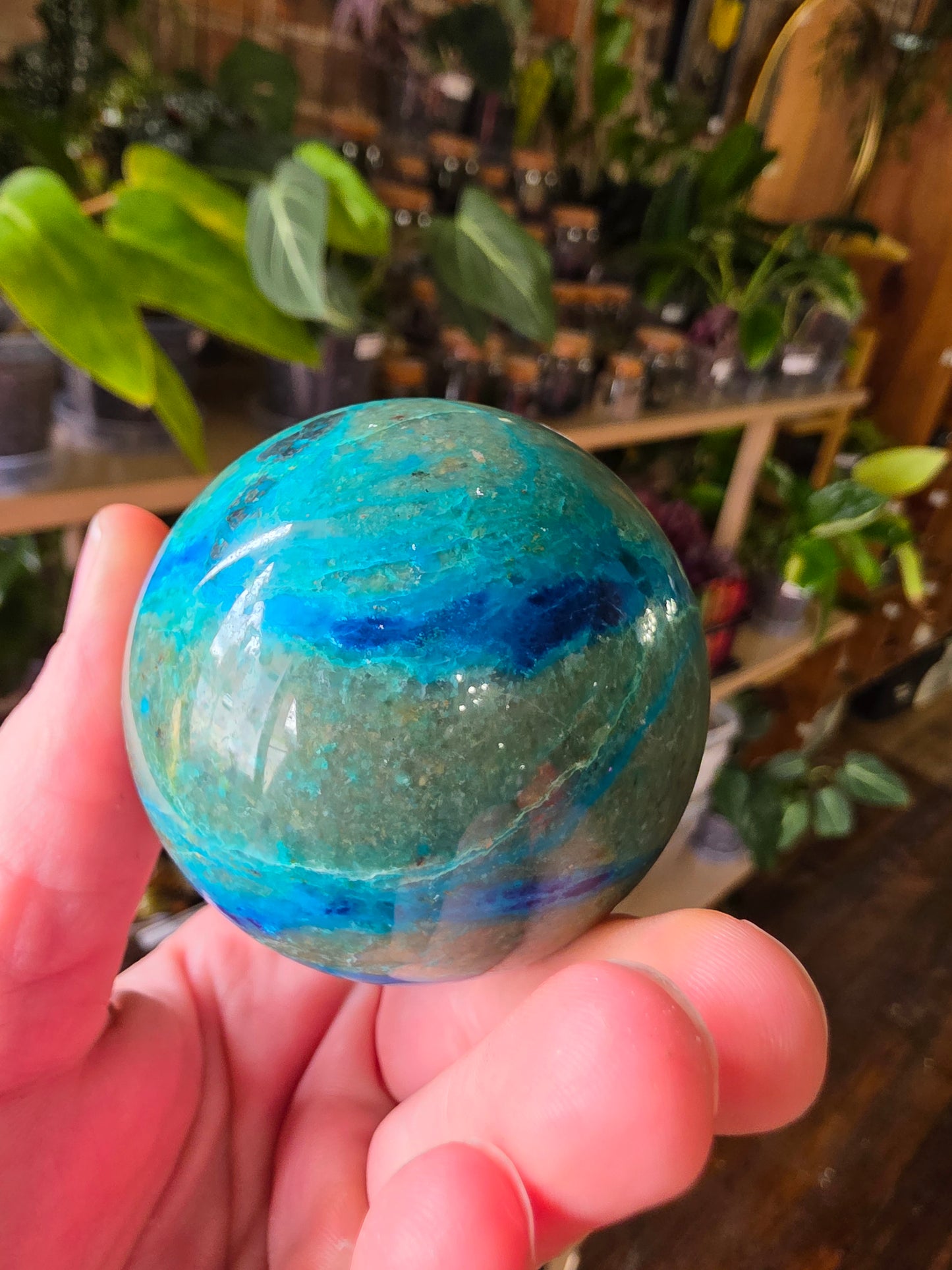 Chrysocolla and Shatuckite Sphere