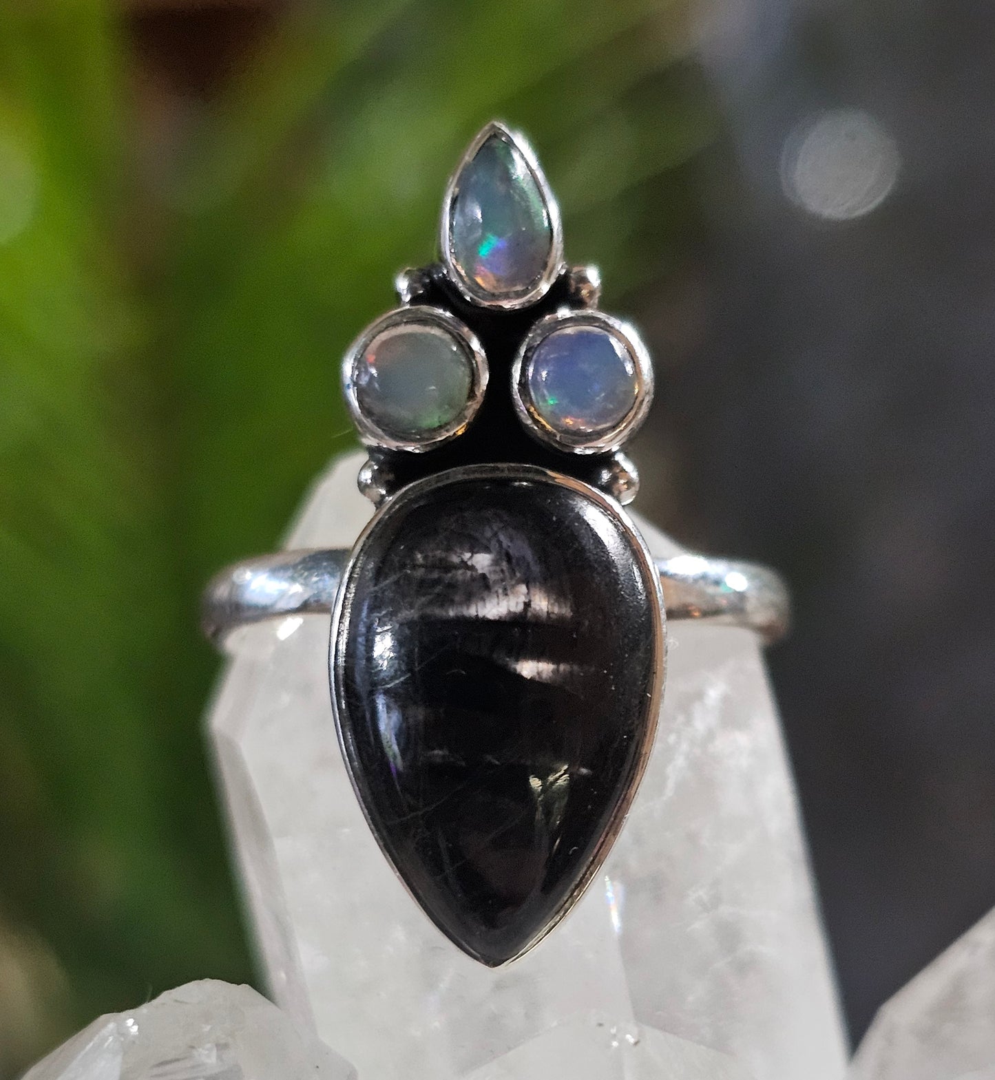 Size 9 Hypersthene & Ethiopian Opal Ring