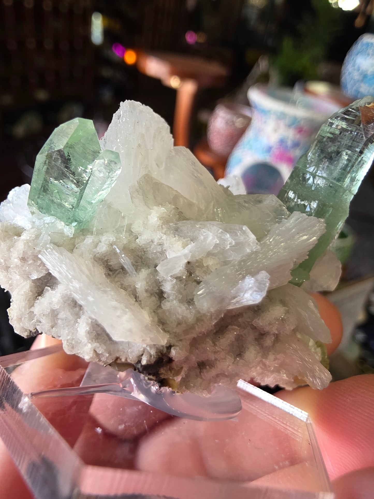 Green Apophyllite On Stilbite