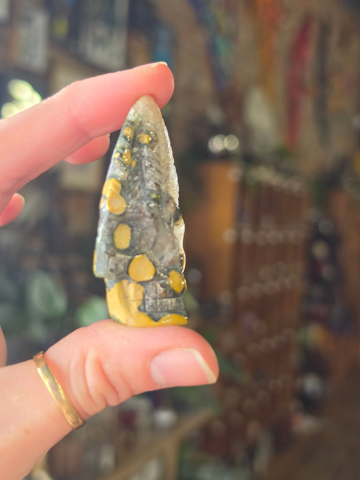 Ocean Jasper Skull Arrowhead Carving Cabochon