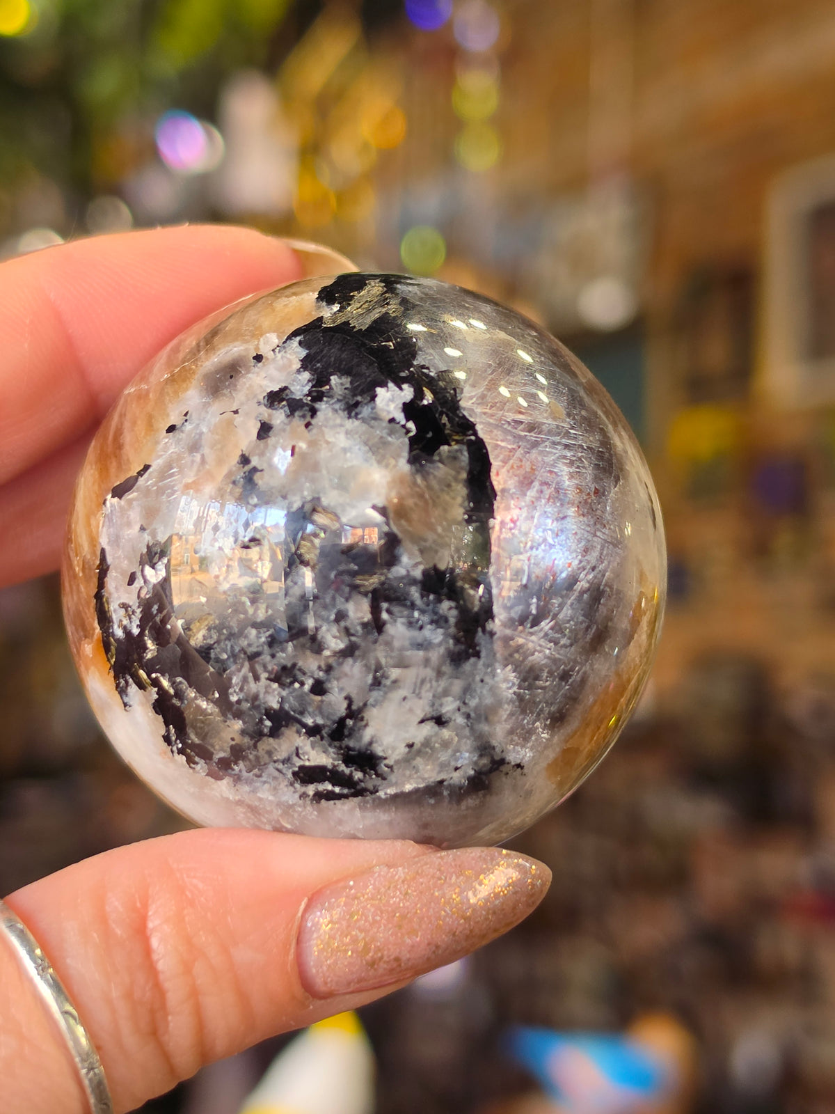 Larvikite and Sunstone Sphere
