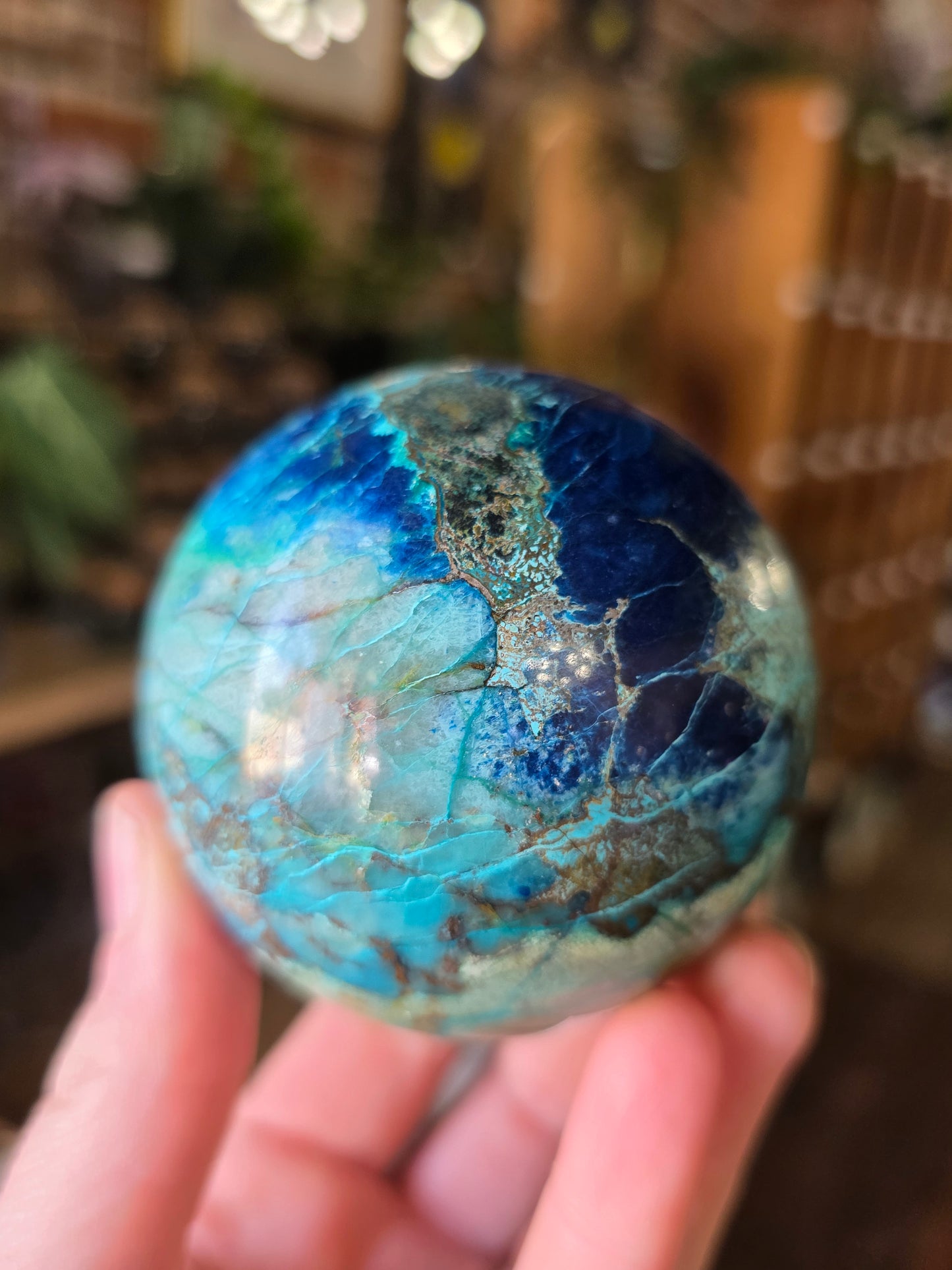 Chrysocolla and Shattuckite Sphere