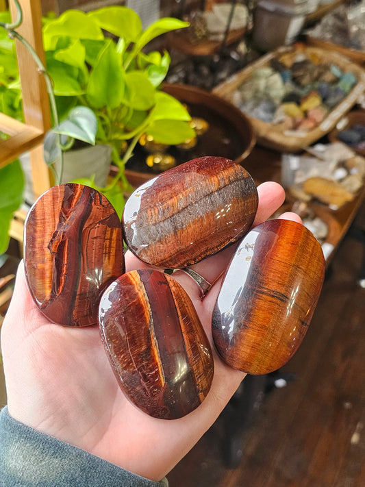 XL Red Tigers Eye Palm Stone