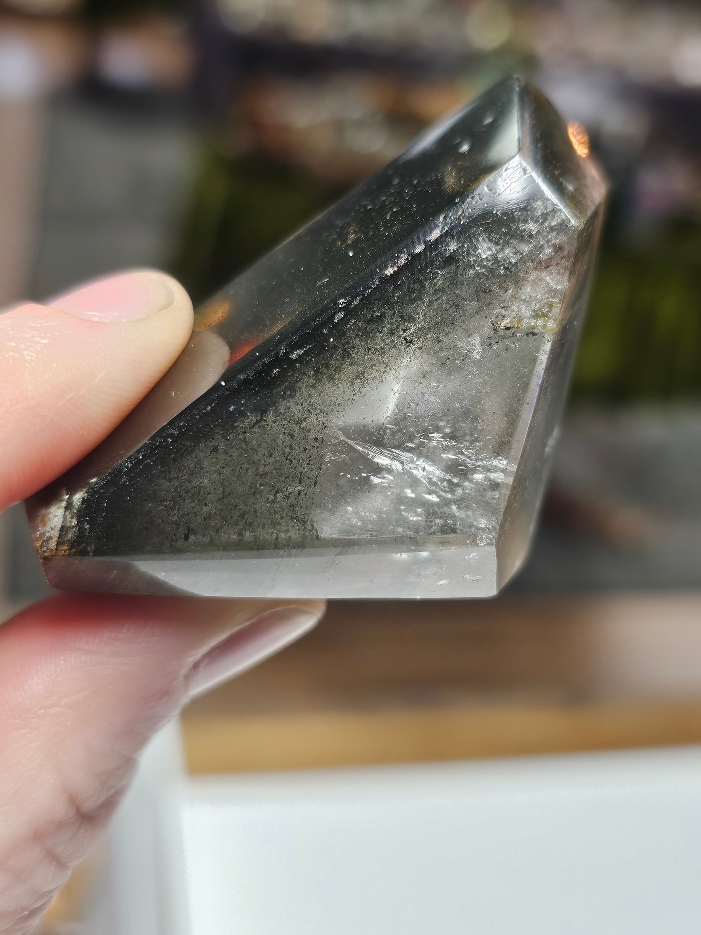Garden Quartz Freeform with Chlorite Phantoms