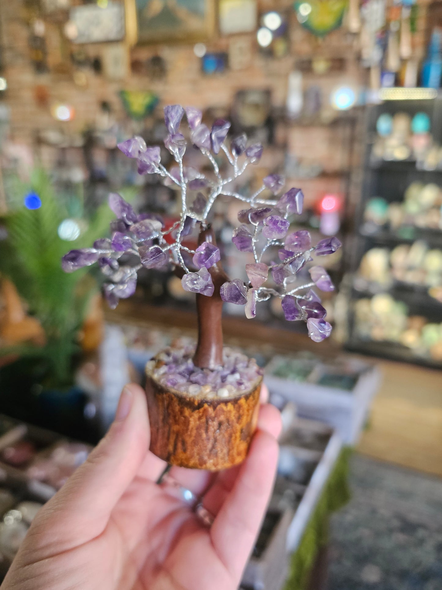 Amethyst Chip Tree on amethyst chip wood base