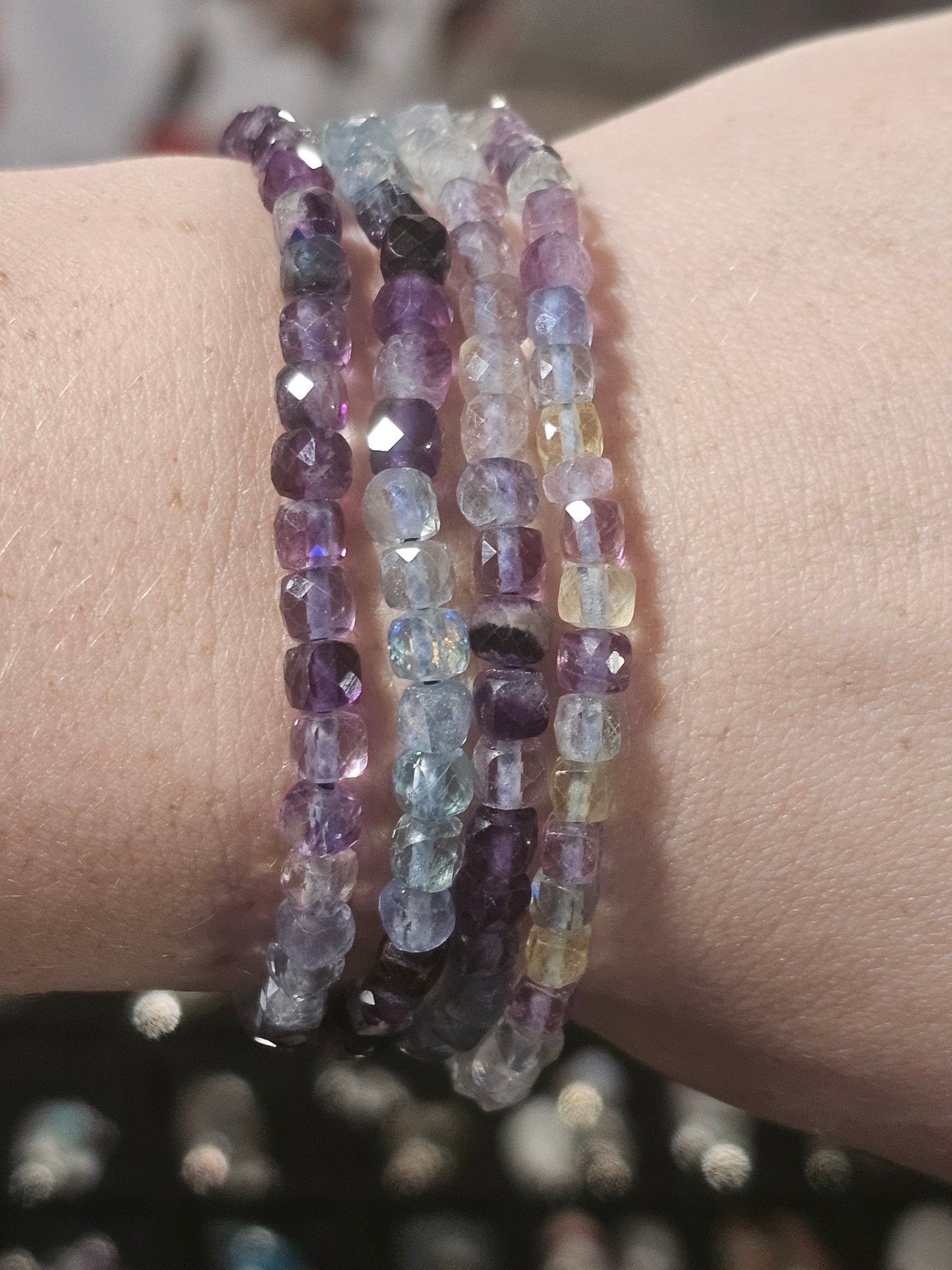 Fluorite Faceted Stretch Bracelet