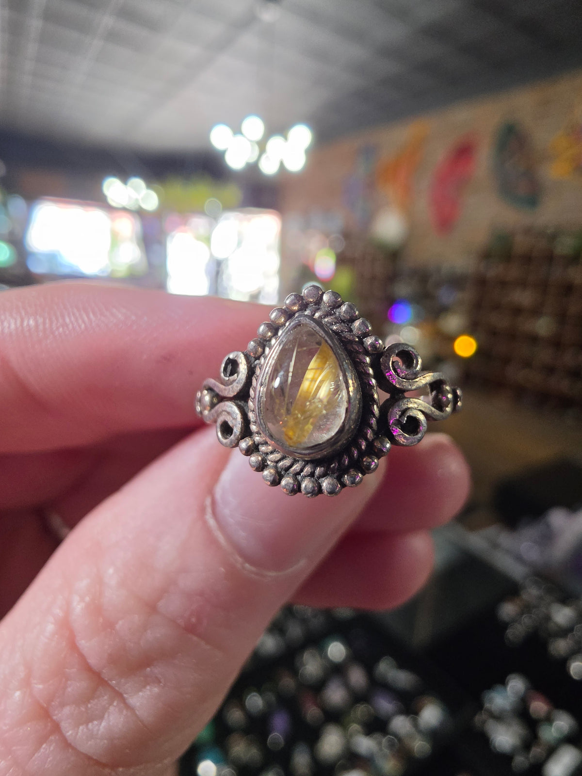 Size 7.5 Golden Rutile Quartz Ring