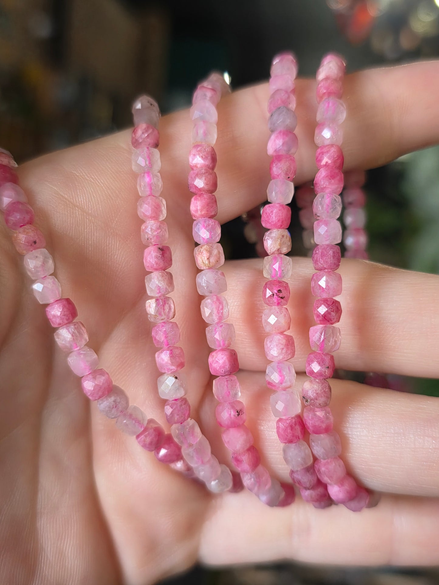 Faceted Rhodonite Bead Bracelet
