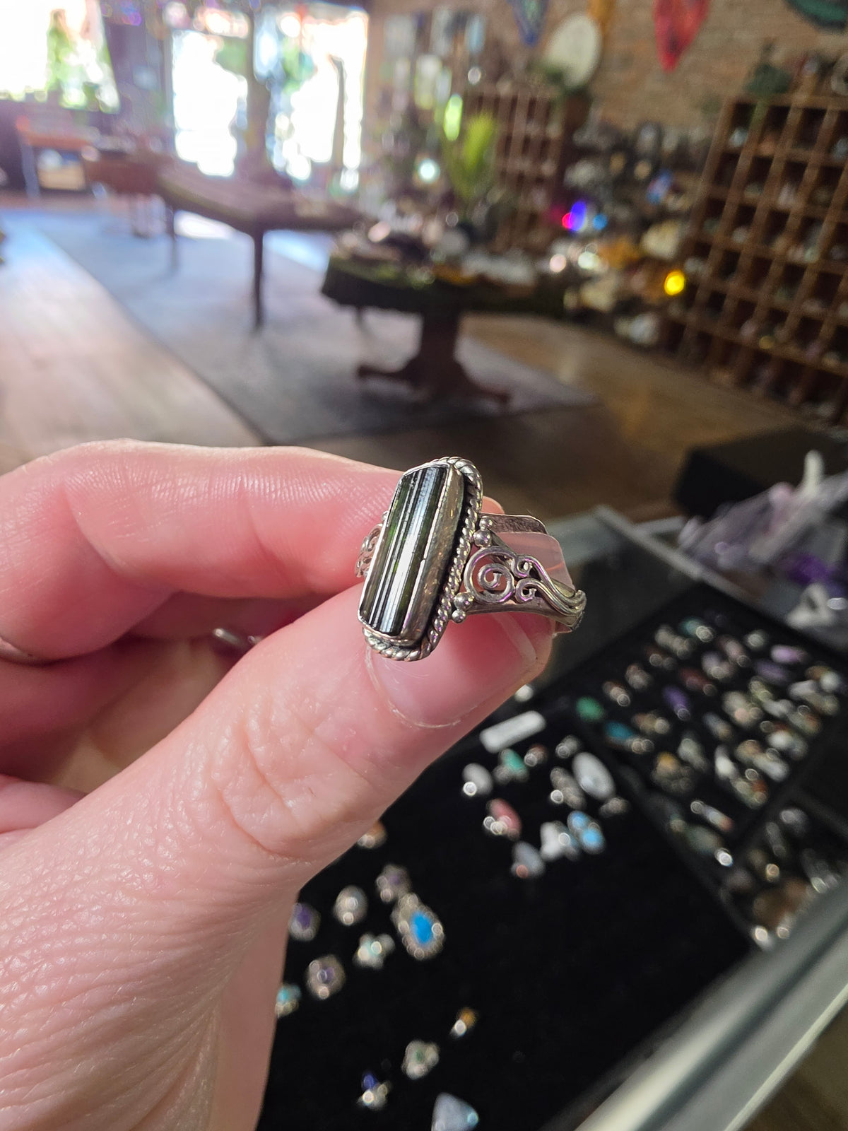 Green Tourmaline Ring Size 8