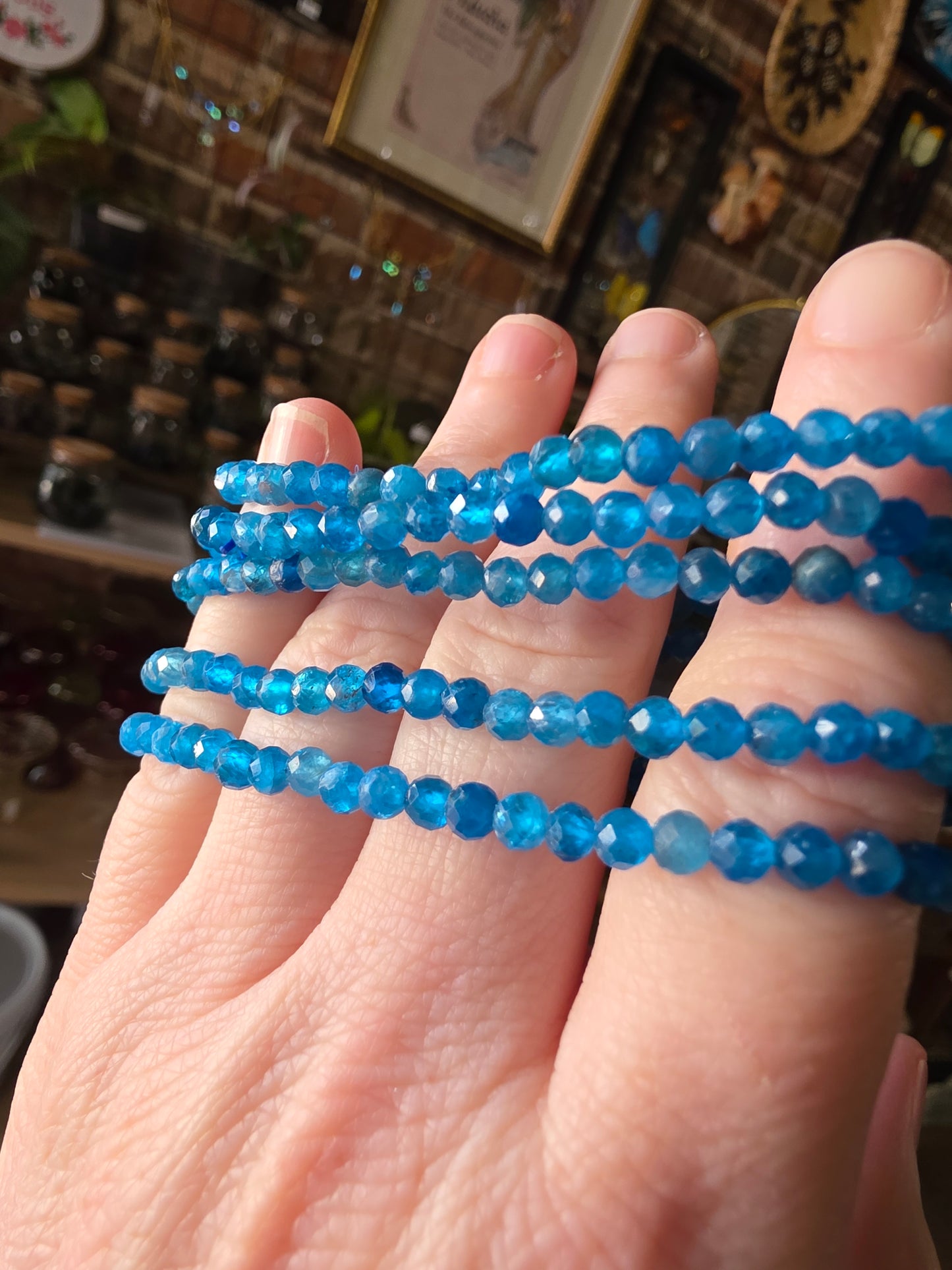 Faceted Blue Apatite Bead Bracelet