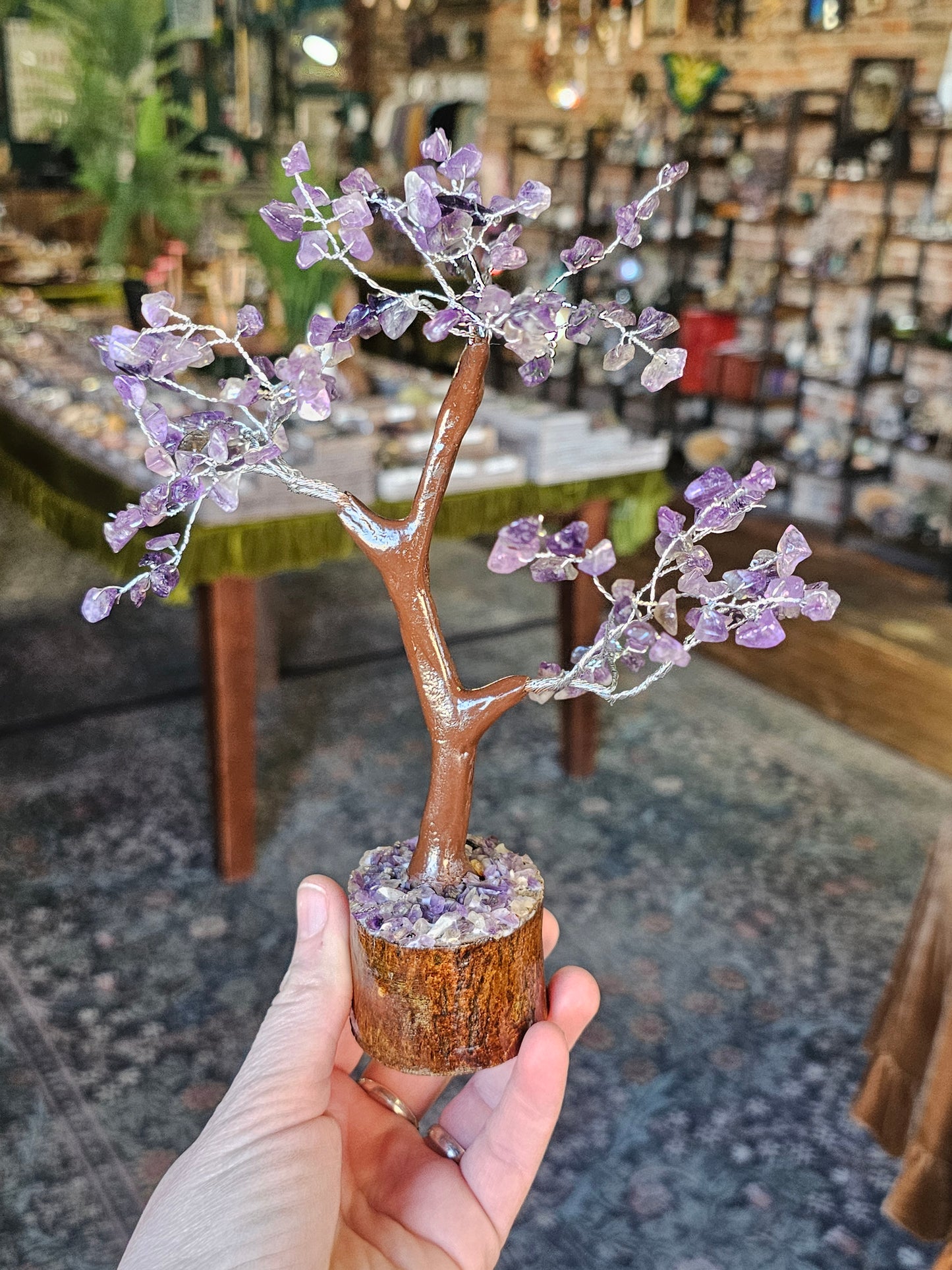 Amethyst Chip Tree on amethyst chip wood base