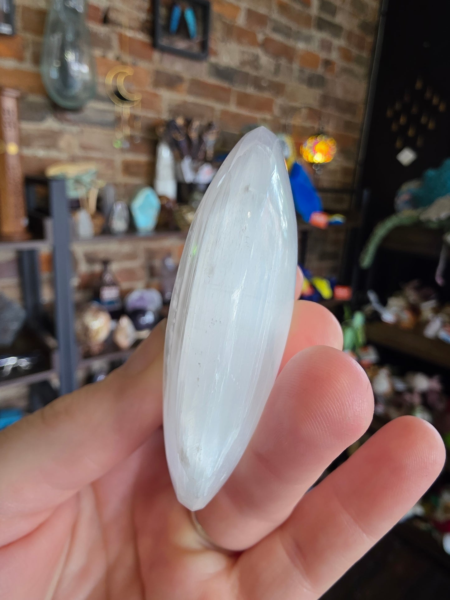 Satin Spar Palm Stone