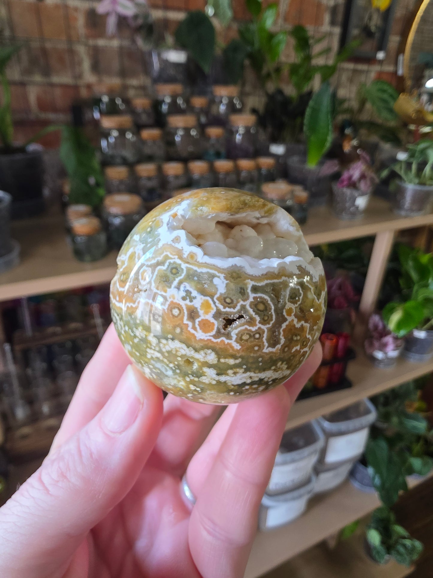 Druzy Orbicular Jasper Sphere
