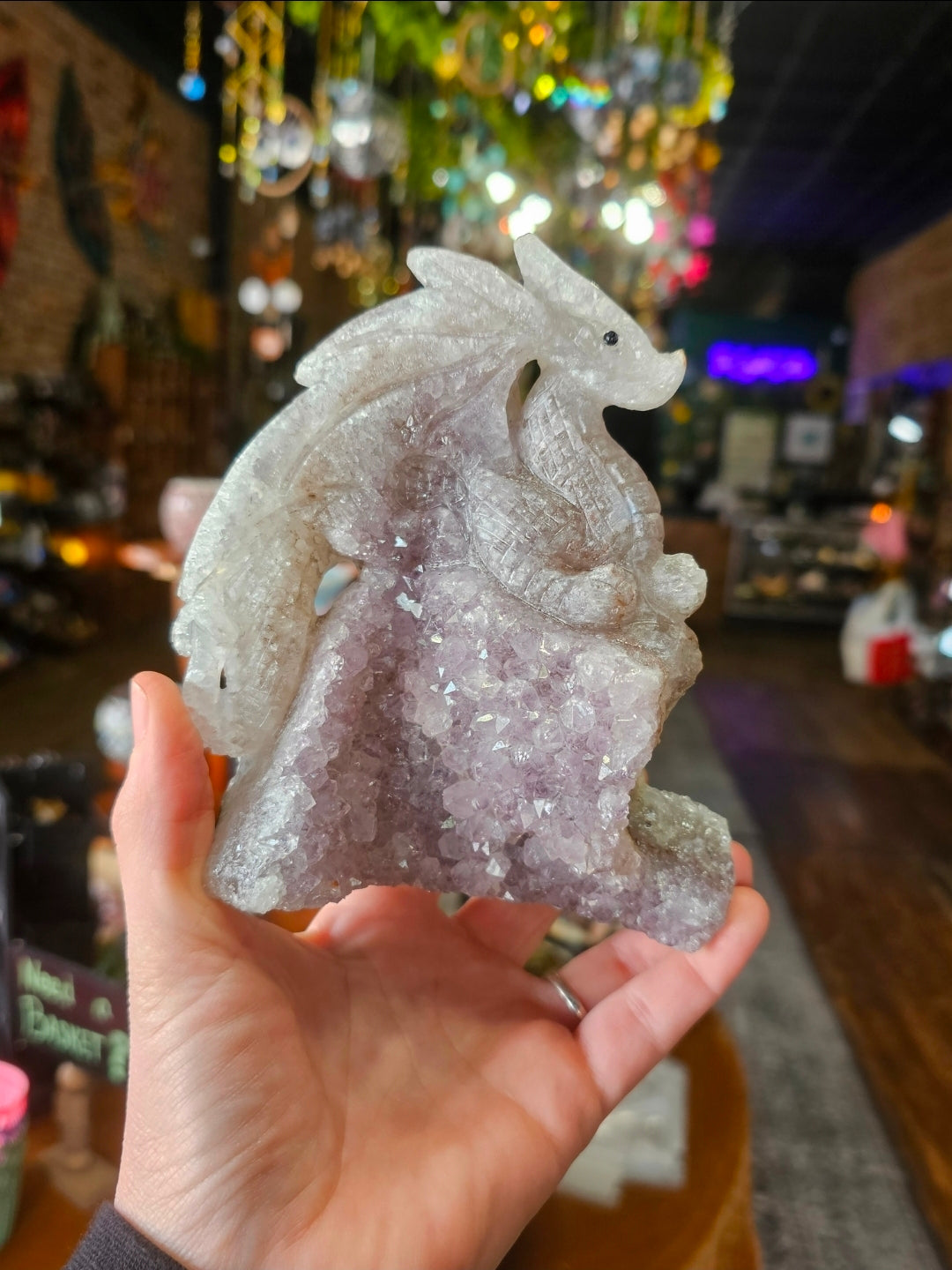 Amethyst Cluster Dragon Carving