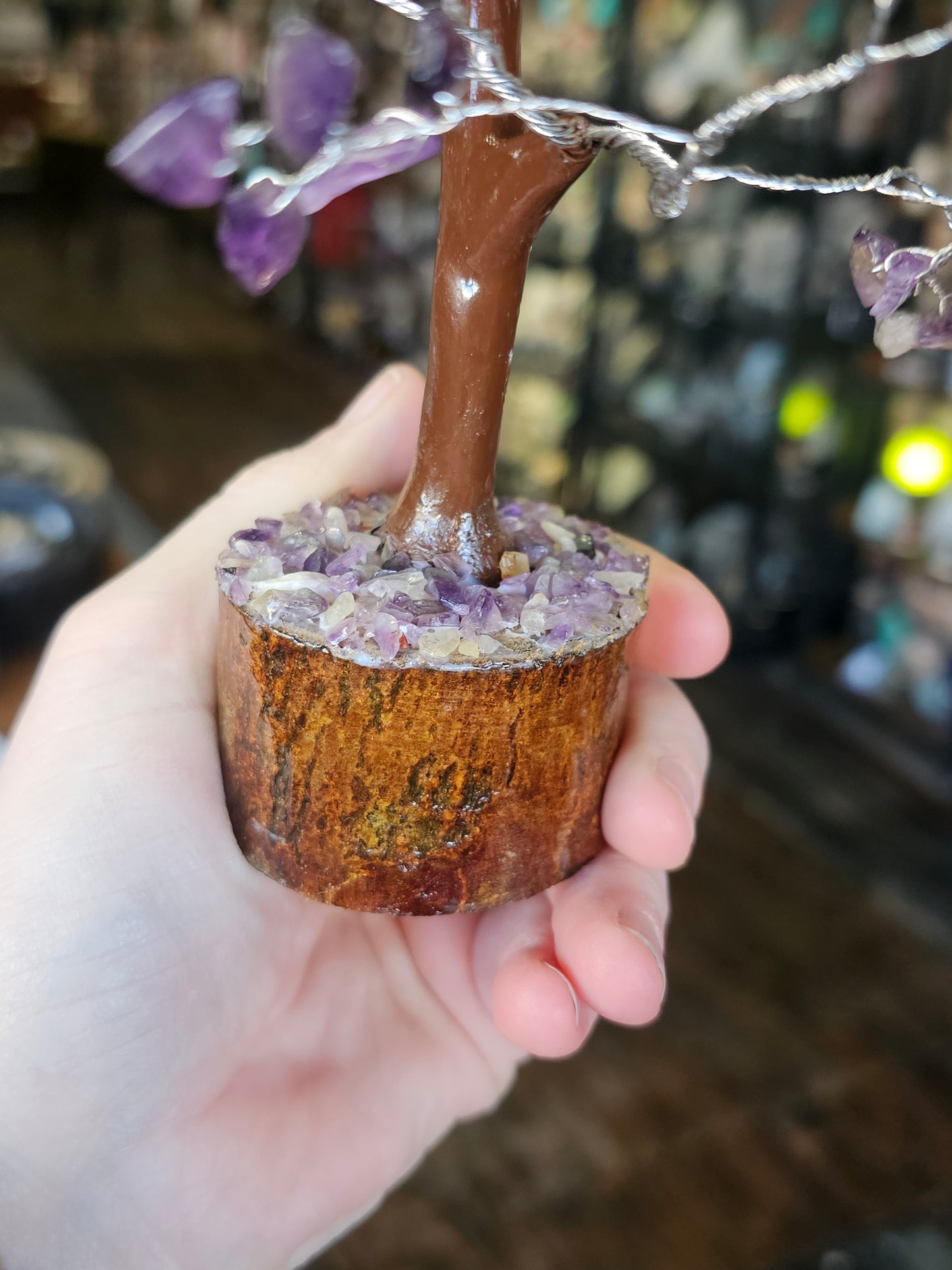 Amethyst Chip Tree on amethyst chip wood base
