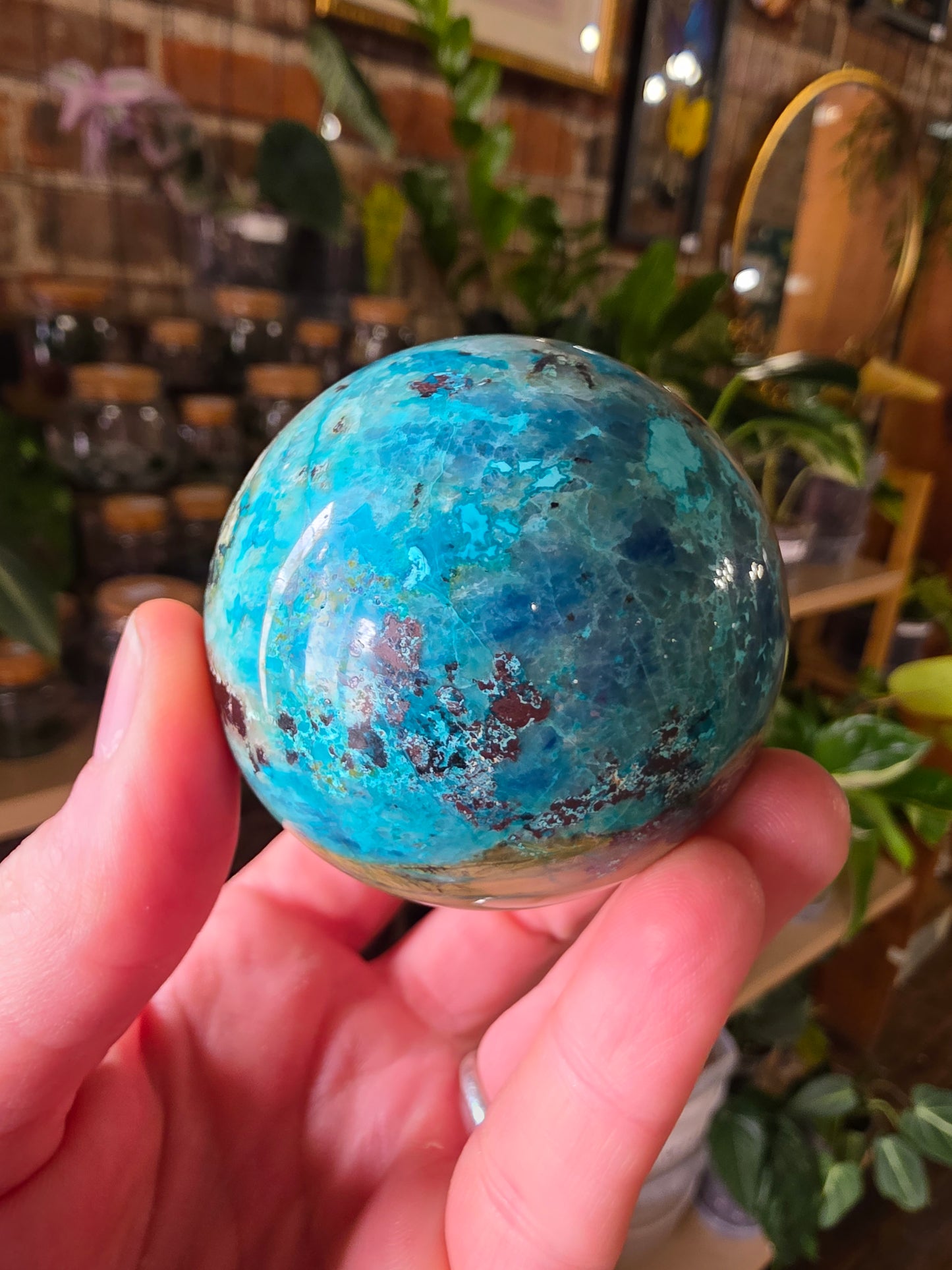 Chrysocolla and Shatuckite Sphere