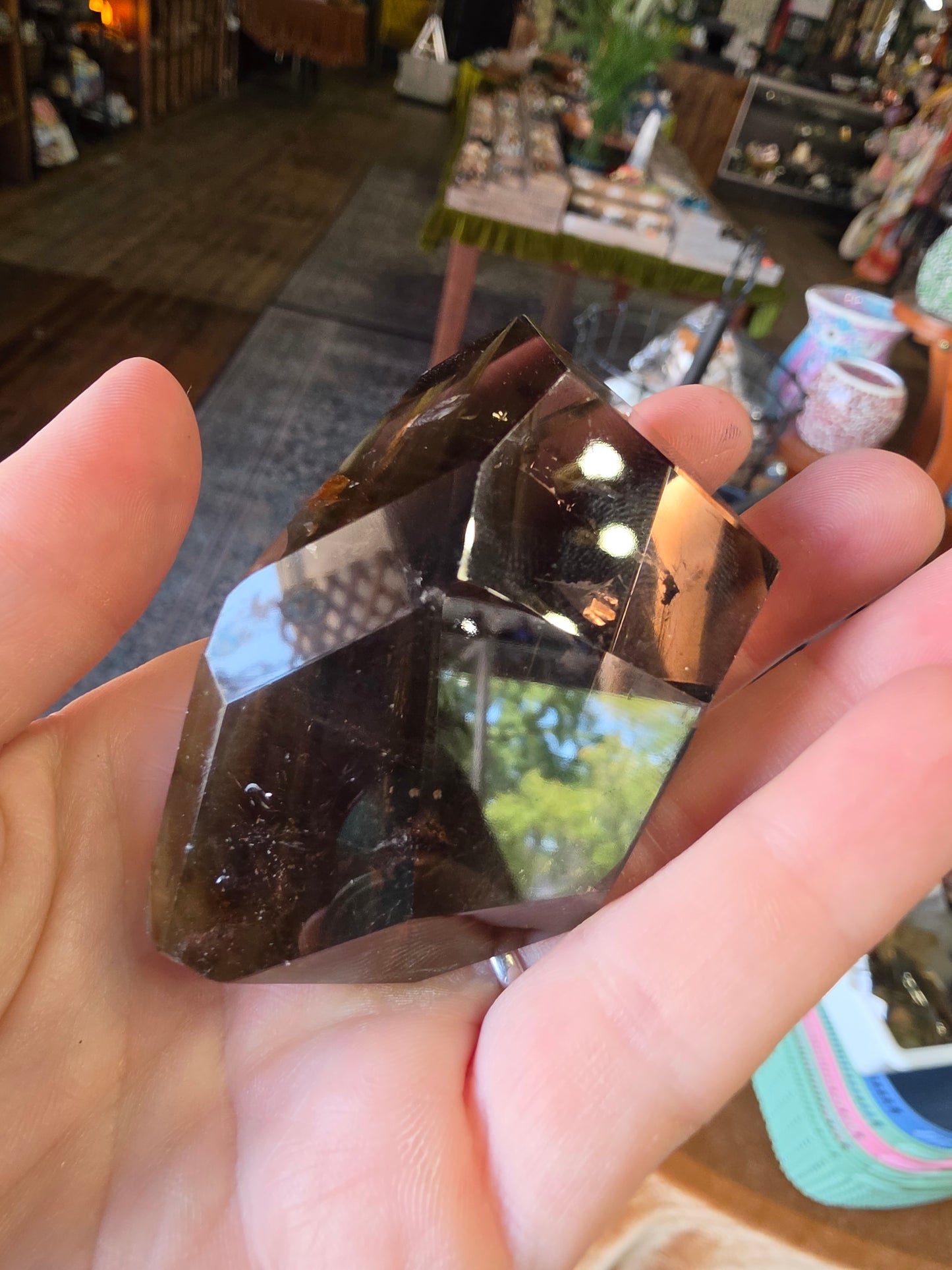 Amphibole in Smoky Quartz