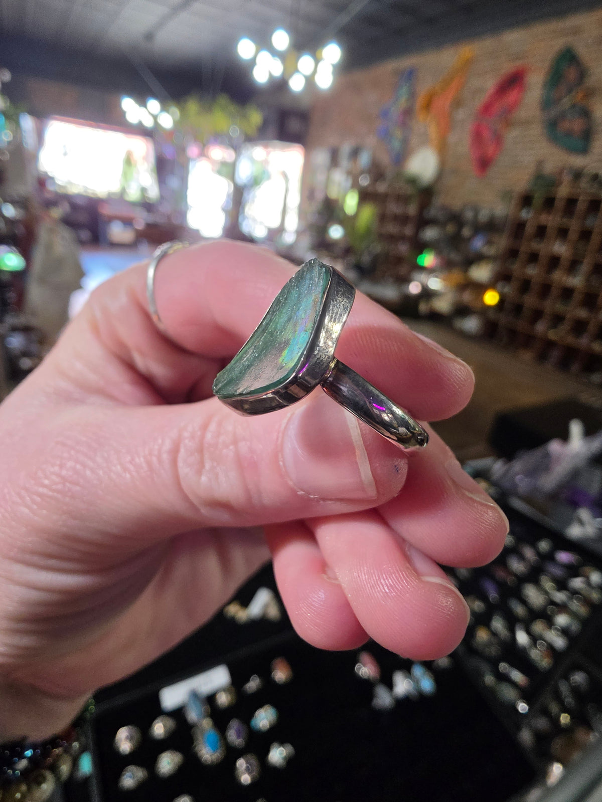 Patina Glass Ring Size 8