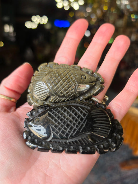 Gold Sheen Obsidian Carved Fish
