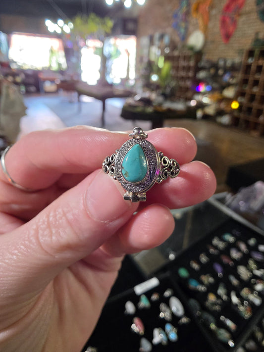 Turquoise Poison Box Ring Size 8