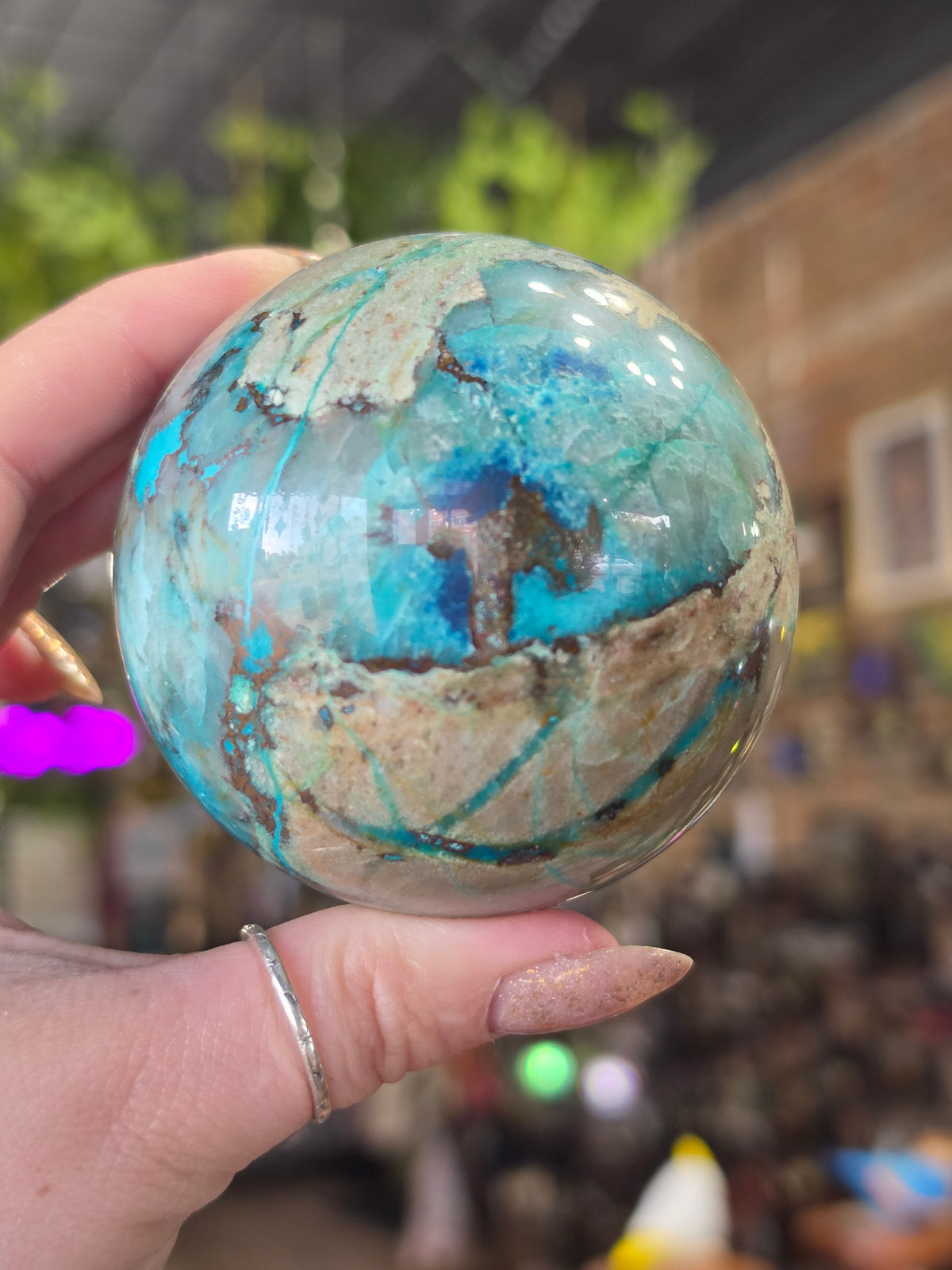 Chrysocolla and Shattuckite Sphere