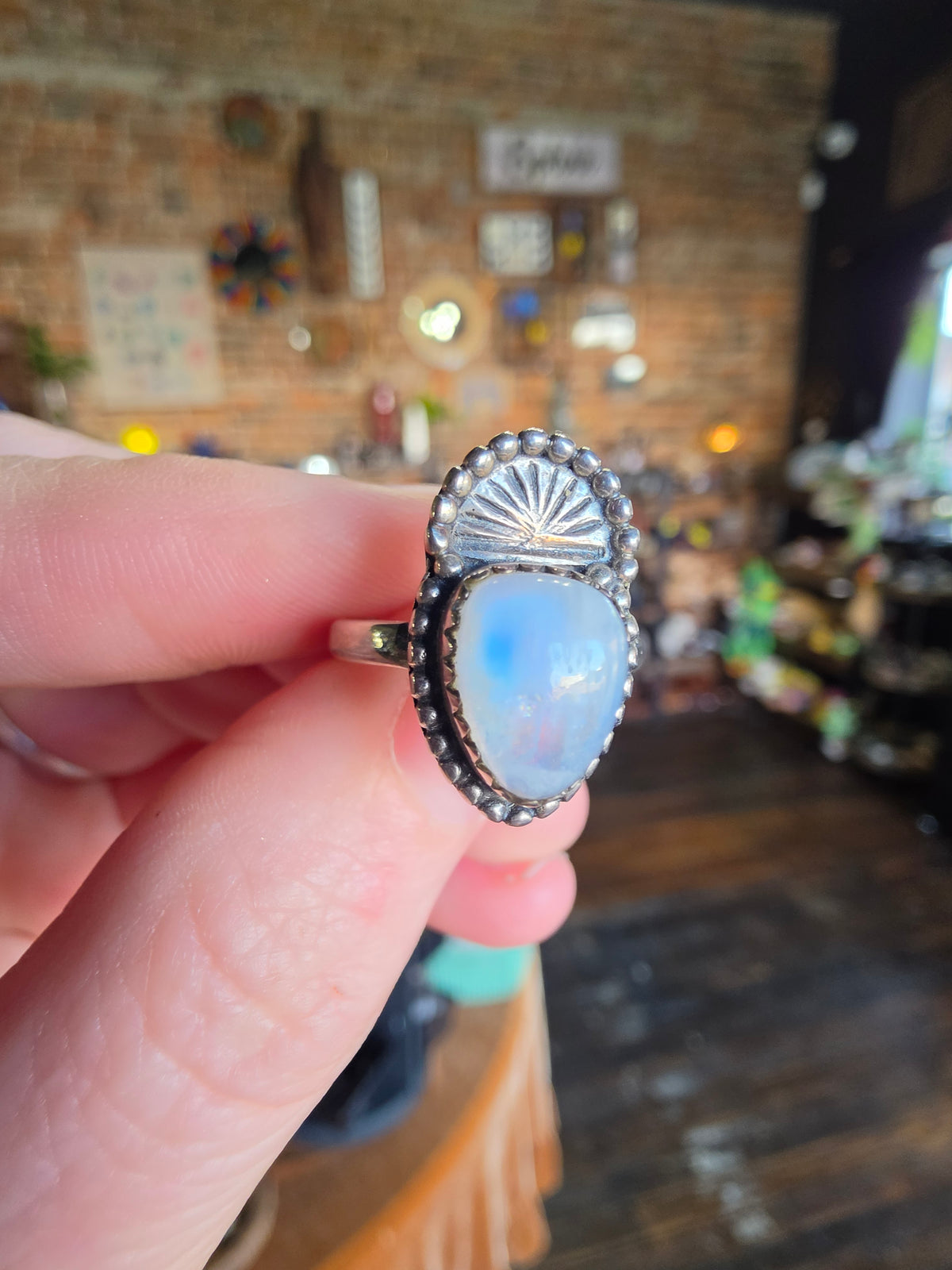 Rainbow Moonstone Ring Size 7