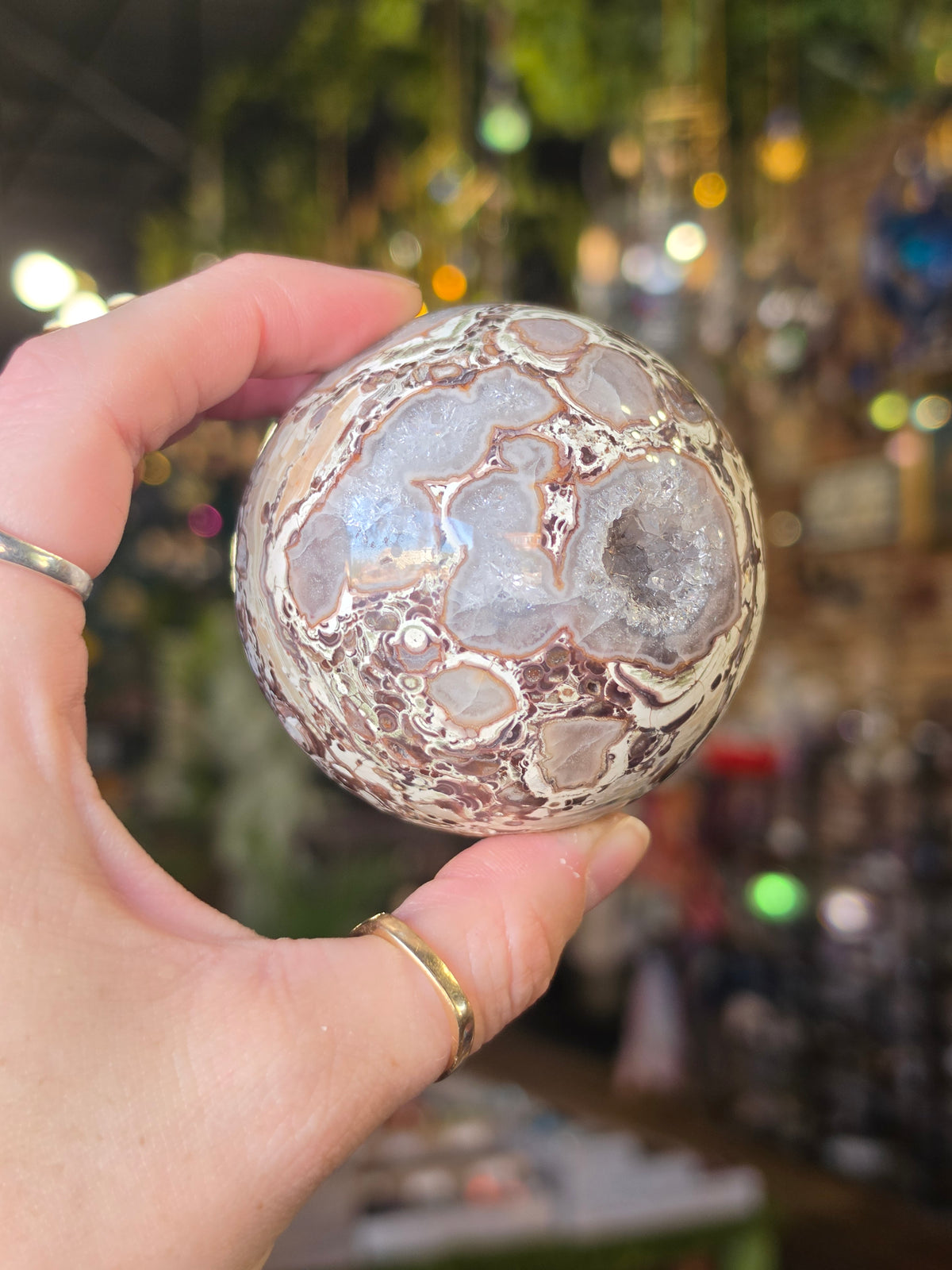 Druzy Money Agate Sphere