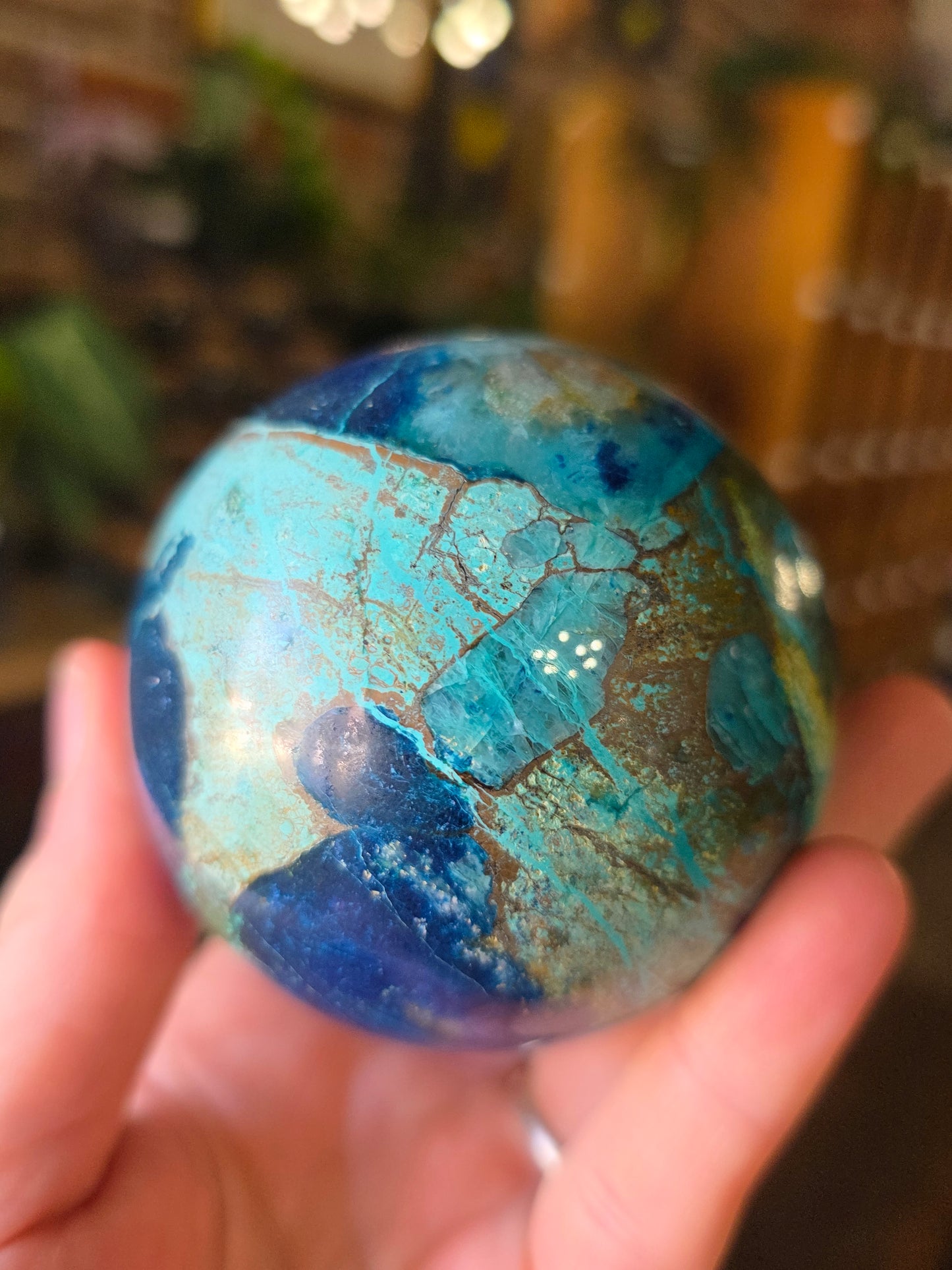 Chrysocolla and Shattukite Sphere
