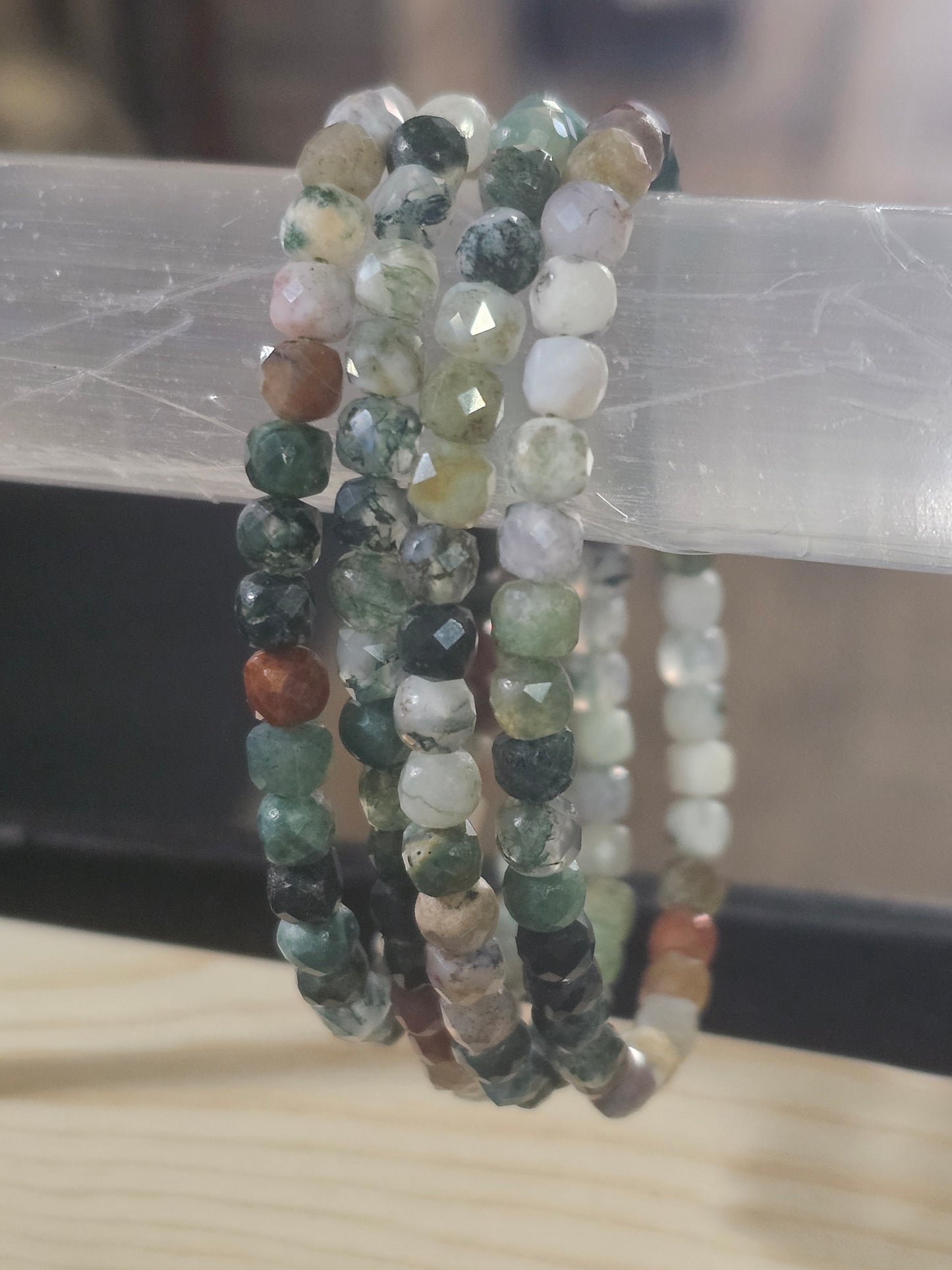 India Agate Faceted Stretch Bracelet