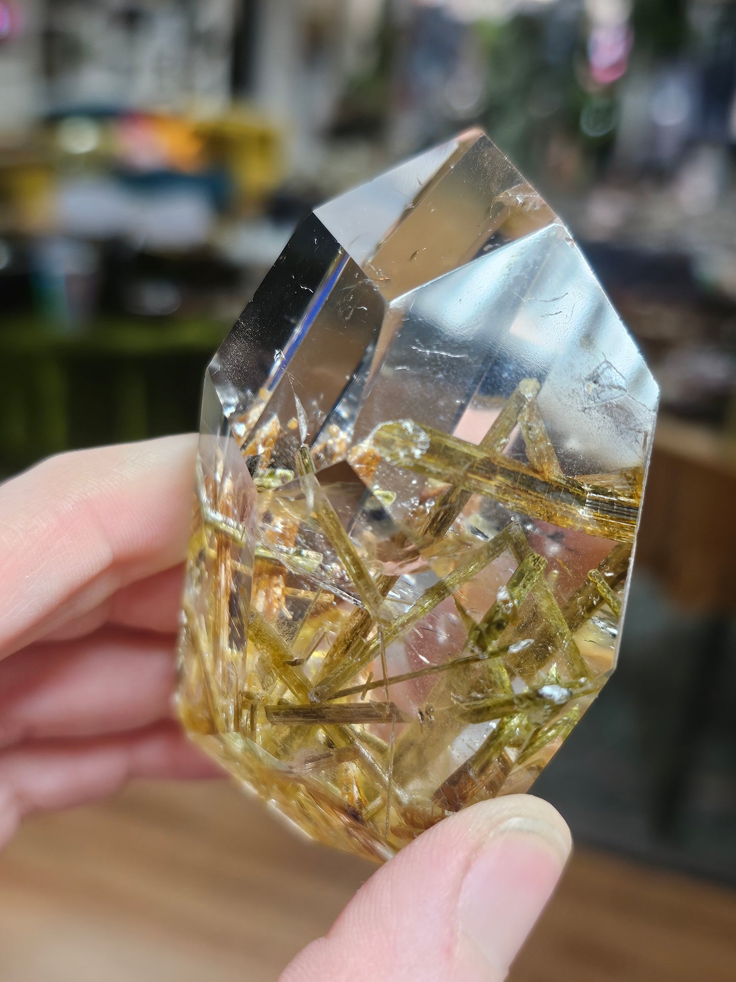 Epidote in Quartz Freeform