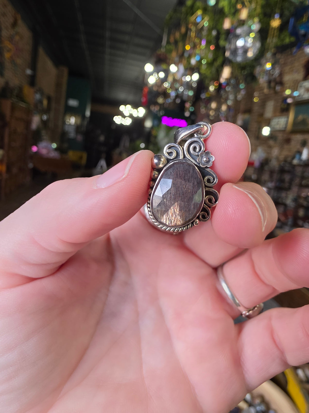 Tanzanian Black Sunstone Pendant