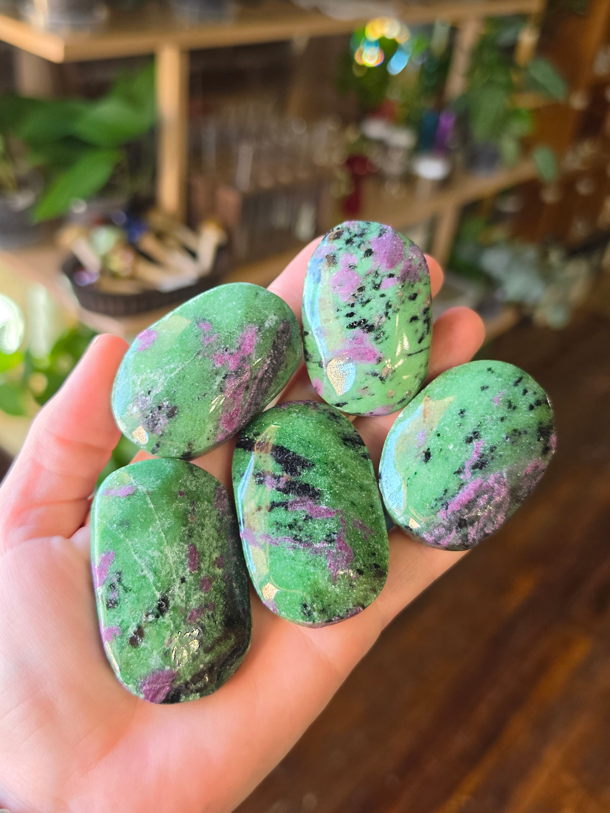 Ruby in Zoisite Palm Stone