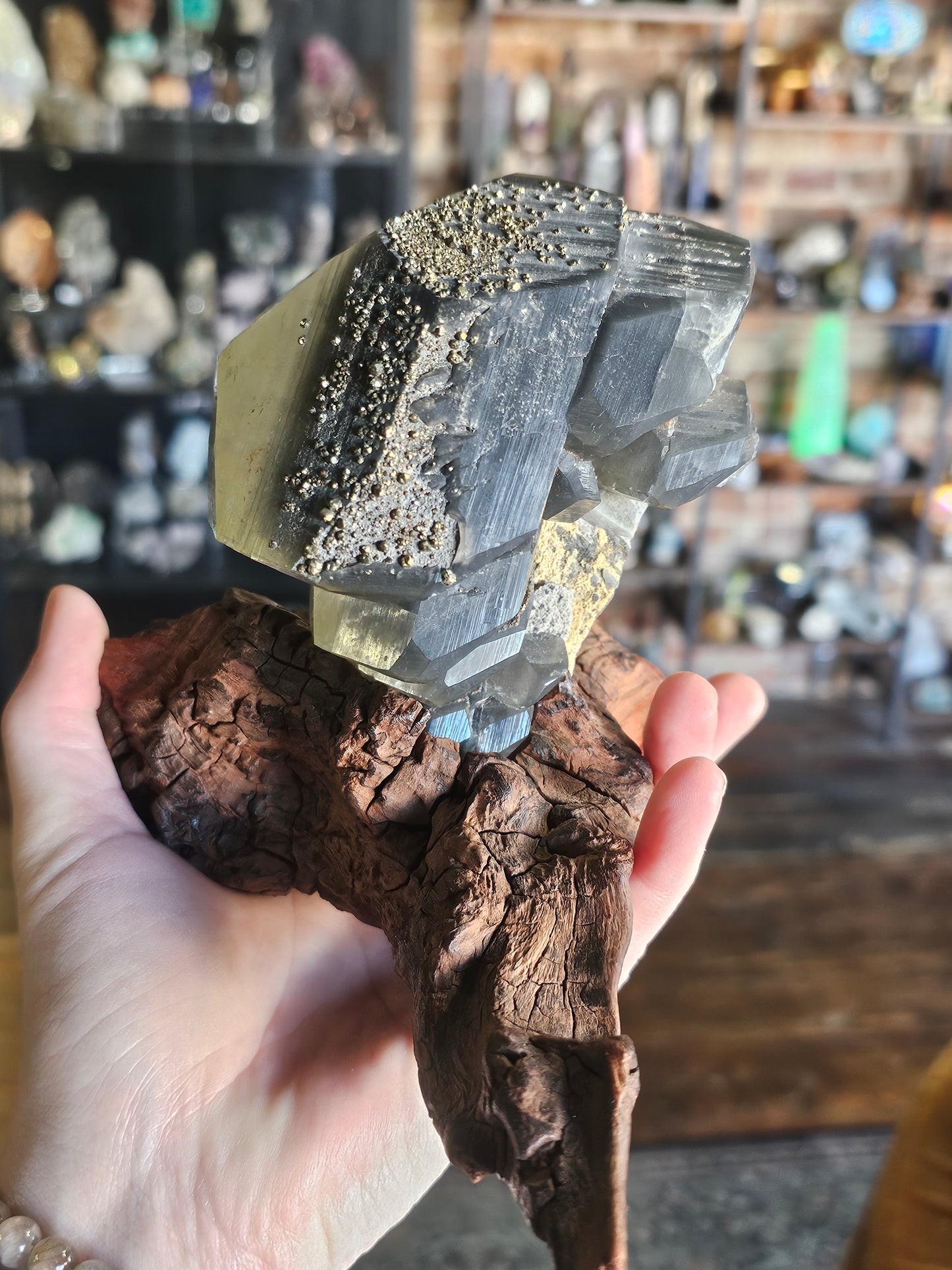 Pyrite on Calcite